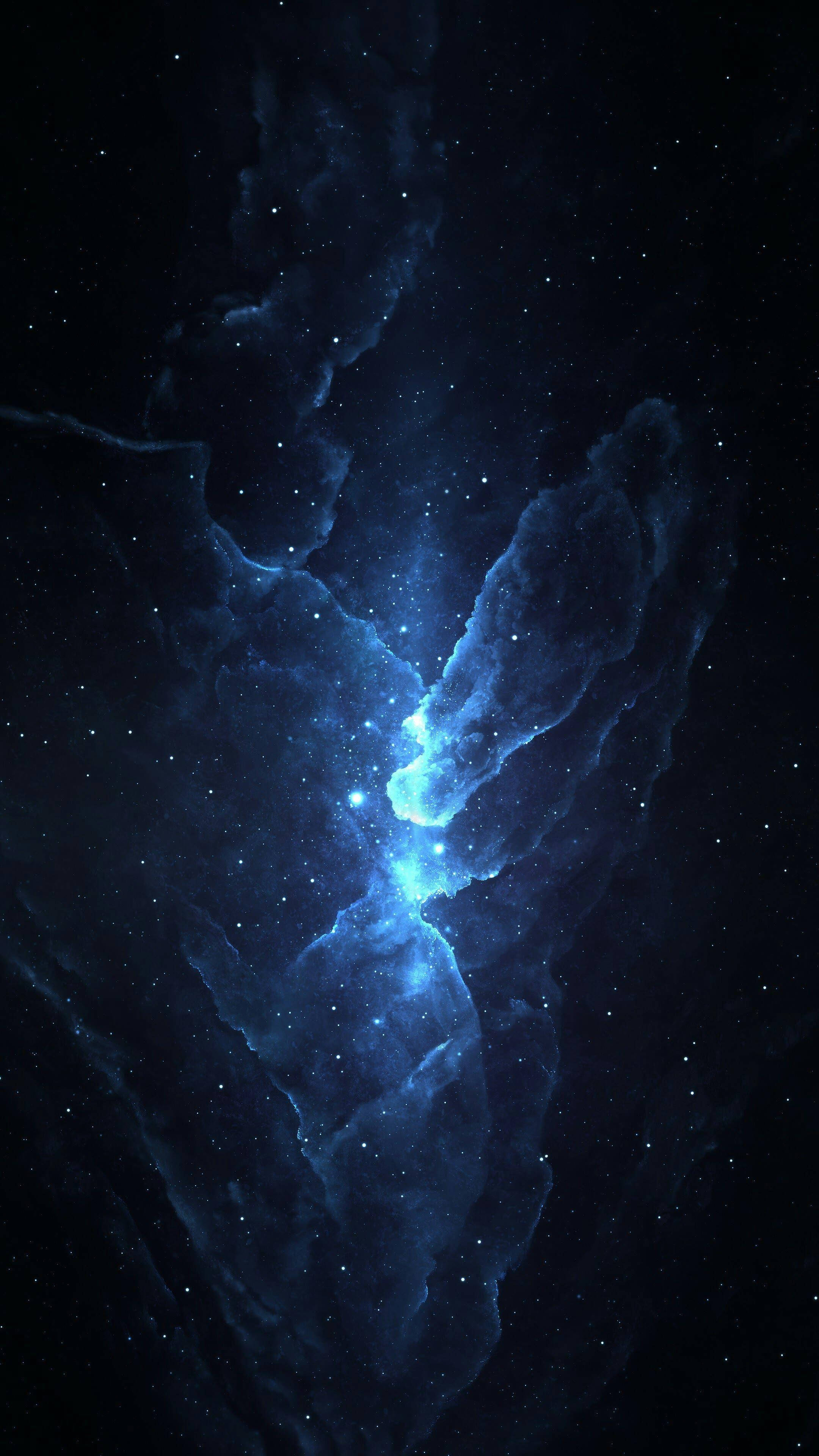 4K Phone, blue stars, nebula, 4K Phone Wallpaper