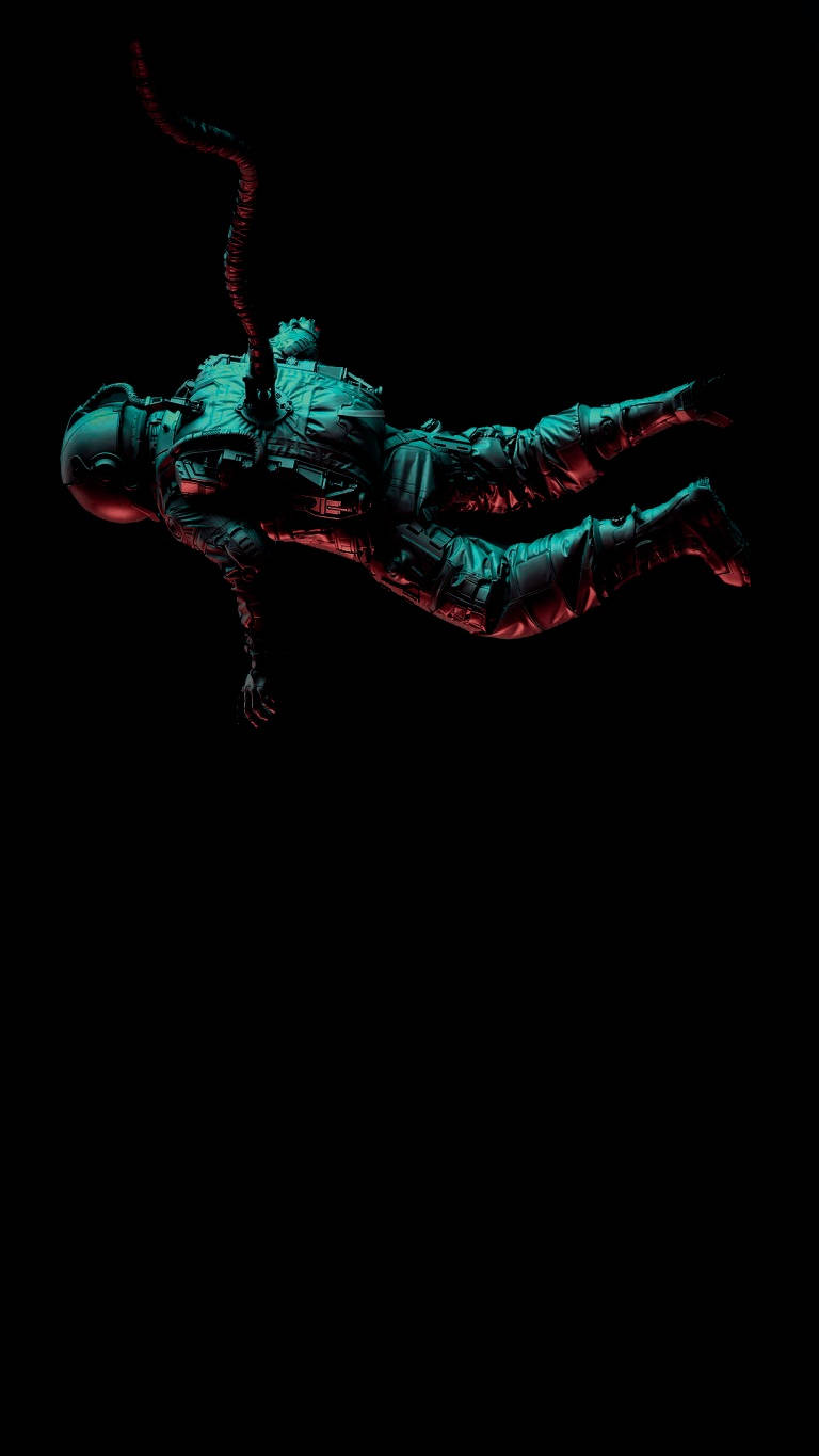 4K Phone, floating astronaut, glowing red cable, HD Phone Wallpaper