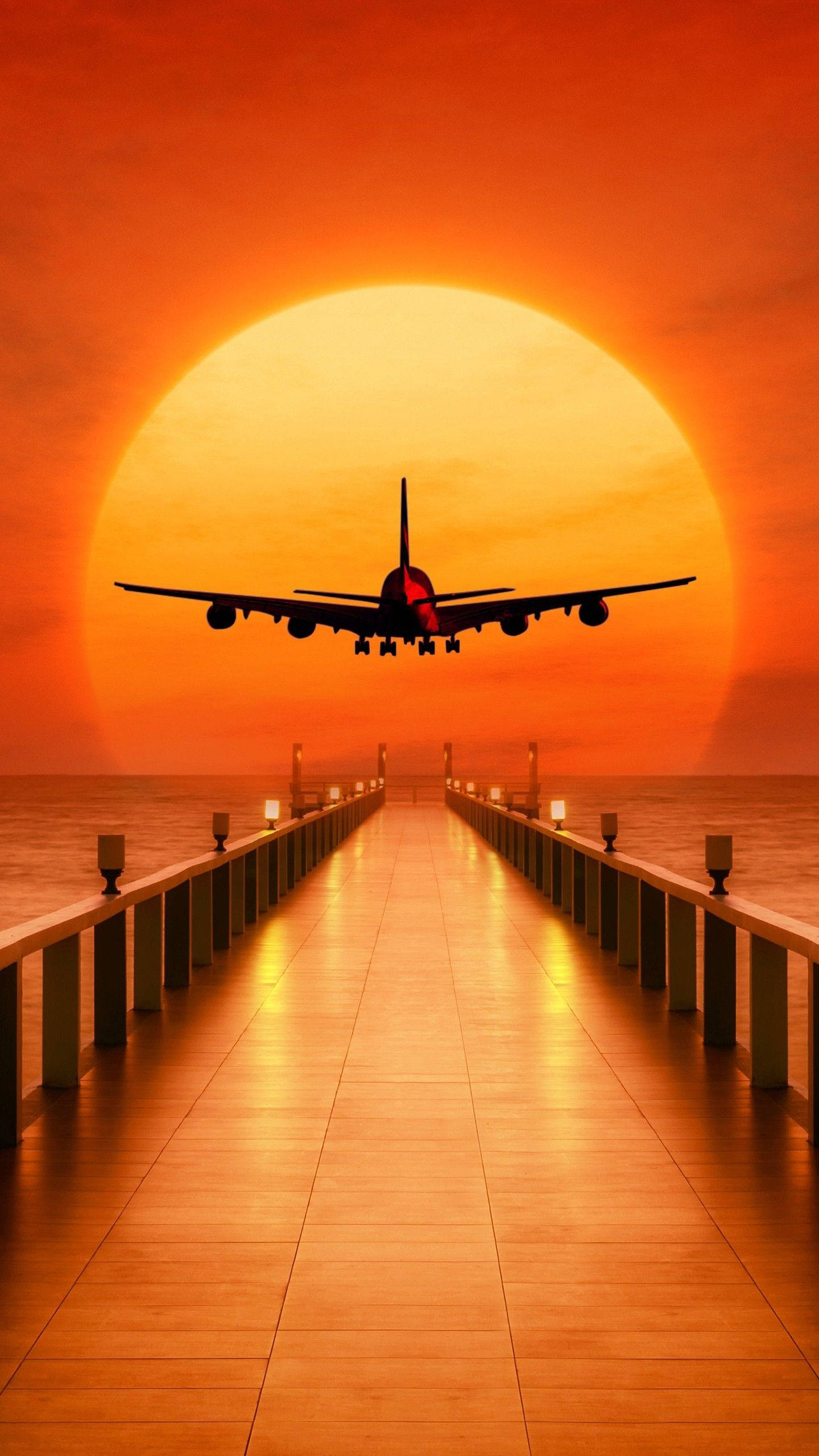 4K Plane, silhouette, airplane, 2K Phone Wallpaper