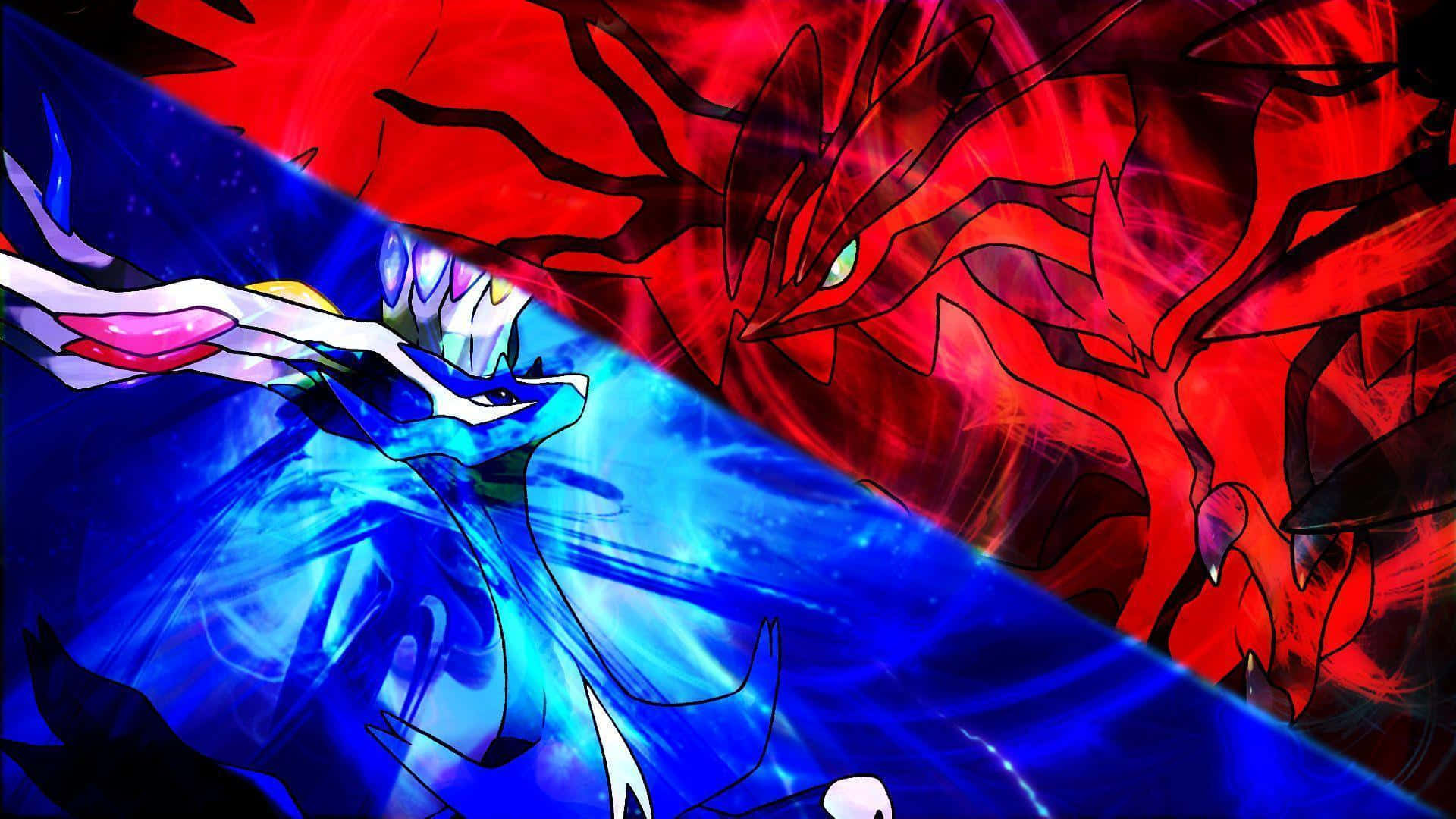 Pokemon X Y, blue dragon, red dragon, Full HD Desktop Wallpaper