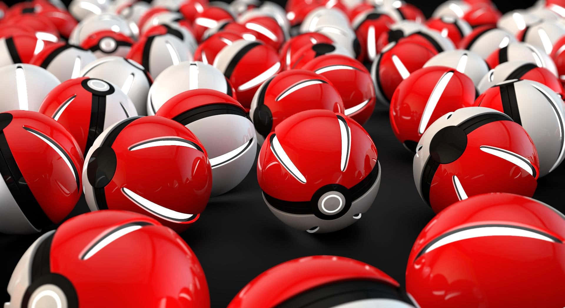 3d pokemon go, pokemon ball, glossy red and white, Full HD Desktop Wallpaper