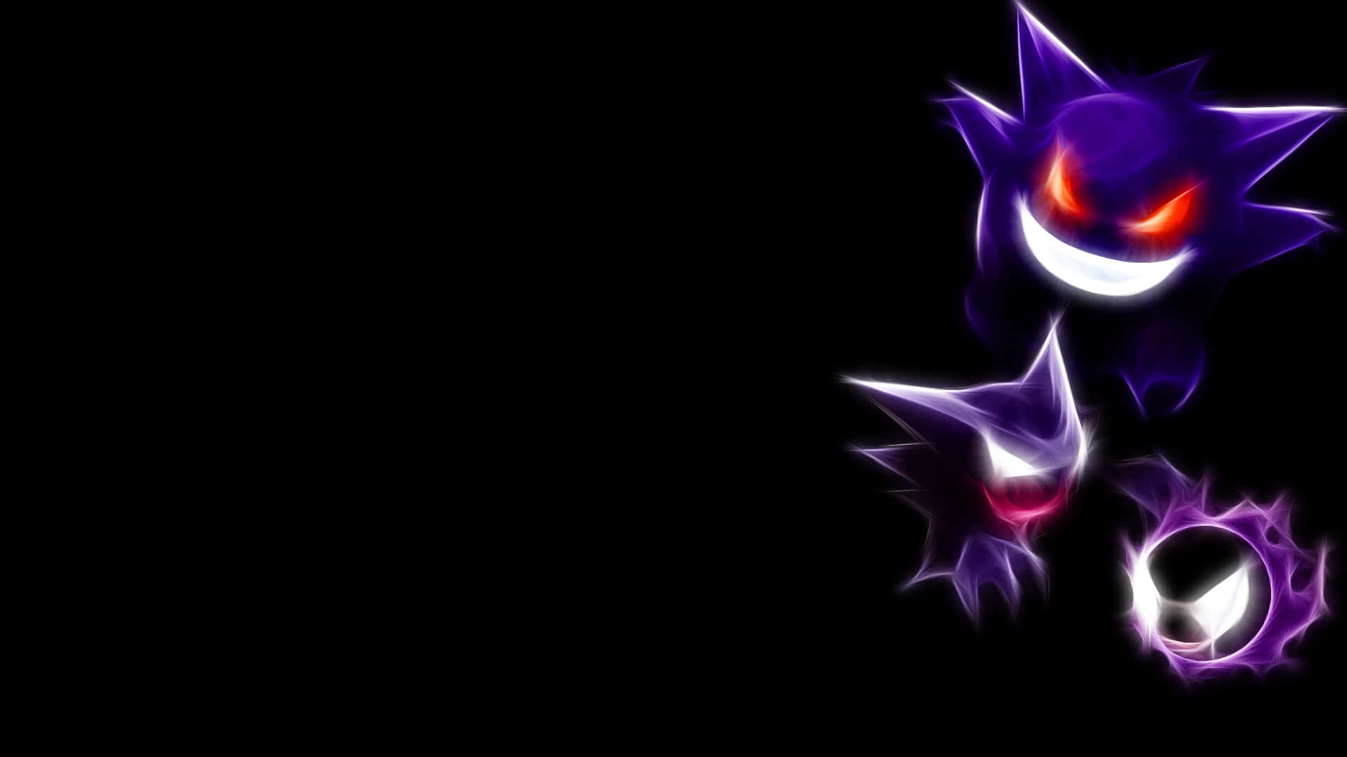 Pokemon, glowing purple, ghostly creatures, Full HD Desktop Wallpaper