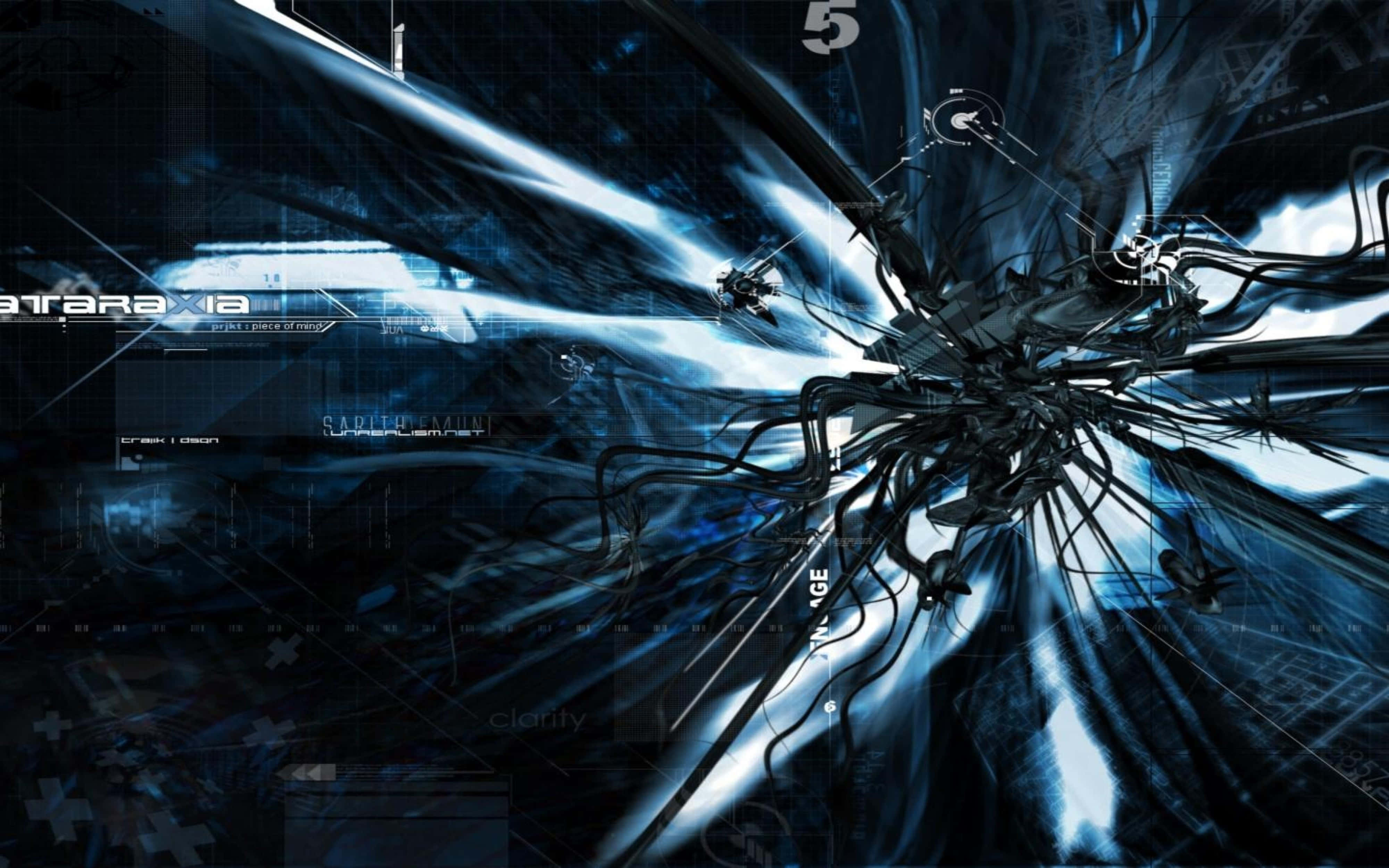 4K Tech, blue, black, 4K Desktop Wallpaper