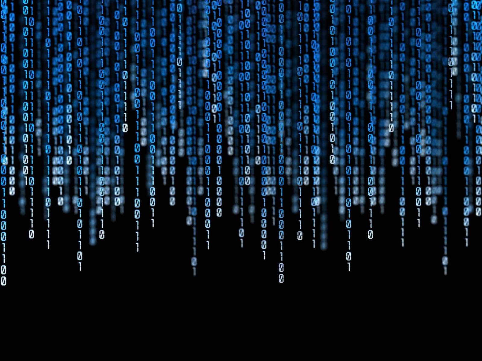4K Programming, blue code numbers, binary code streams, HD Desktop Wallpaper