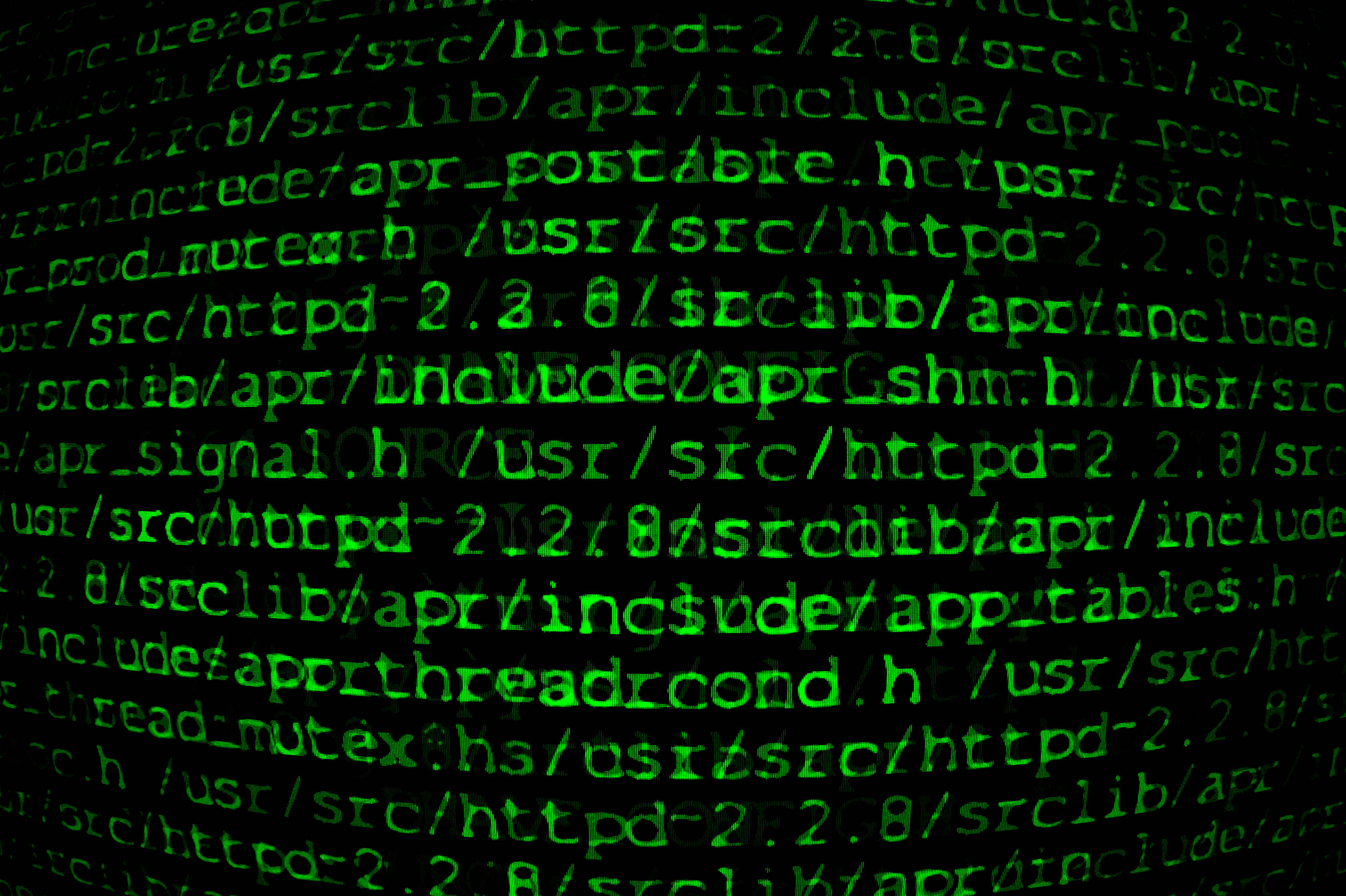 4K Programming, green glowing lines of code, dark digital screen, 2K Desktop Wallpaper