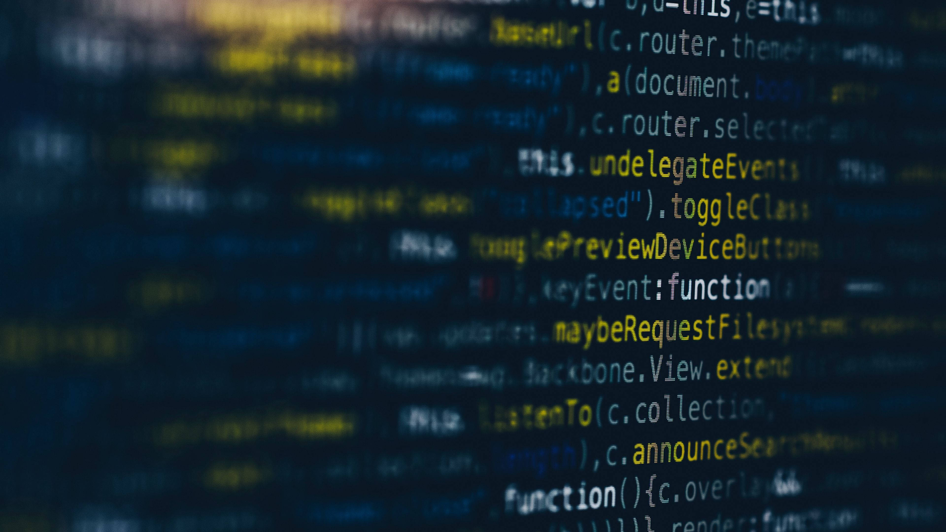 glowing code, blue, yellow, 4K Desktop Wallpaper