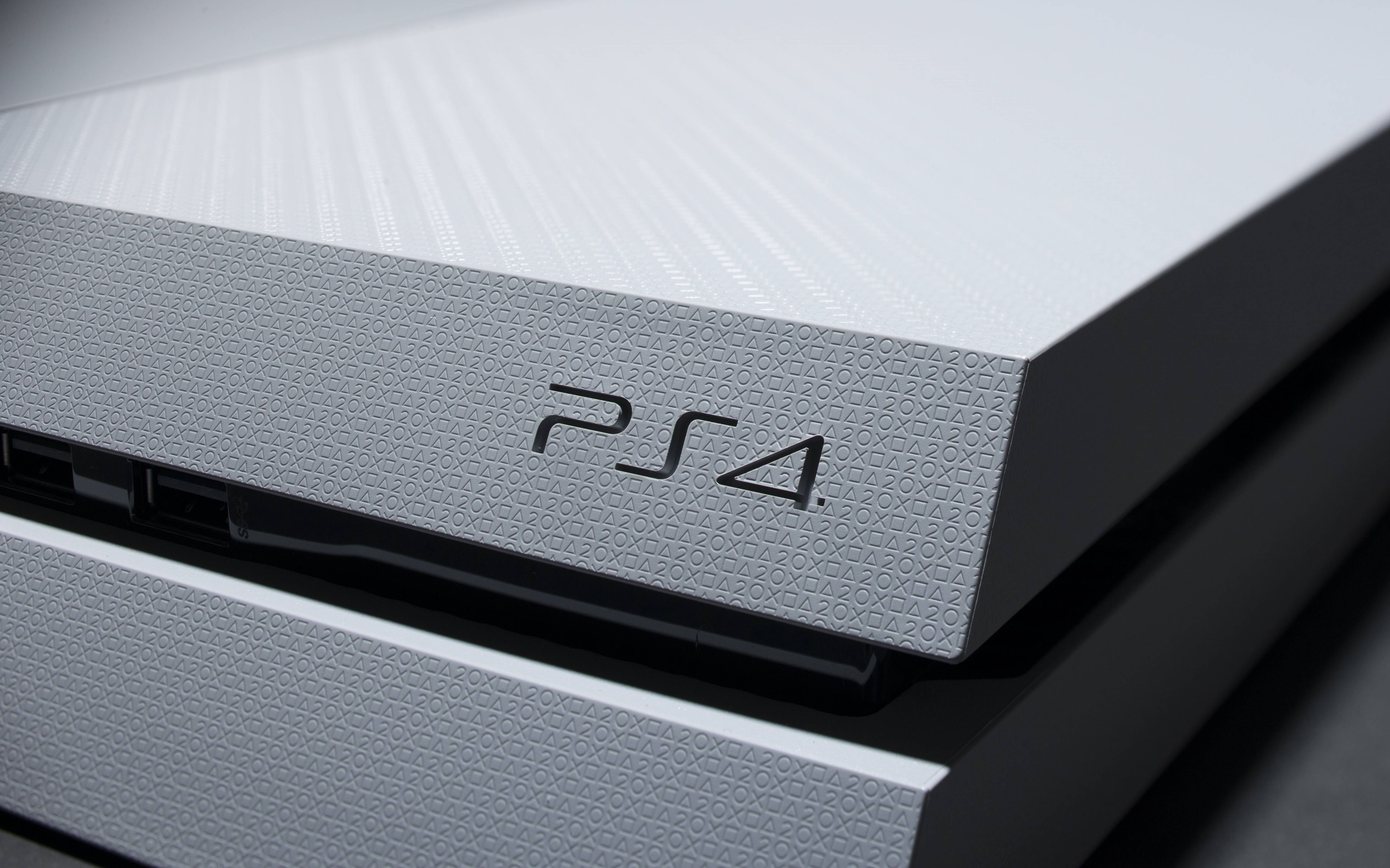 4K PS4, white console, textured surface, 5K Desktop Wallpaper