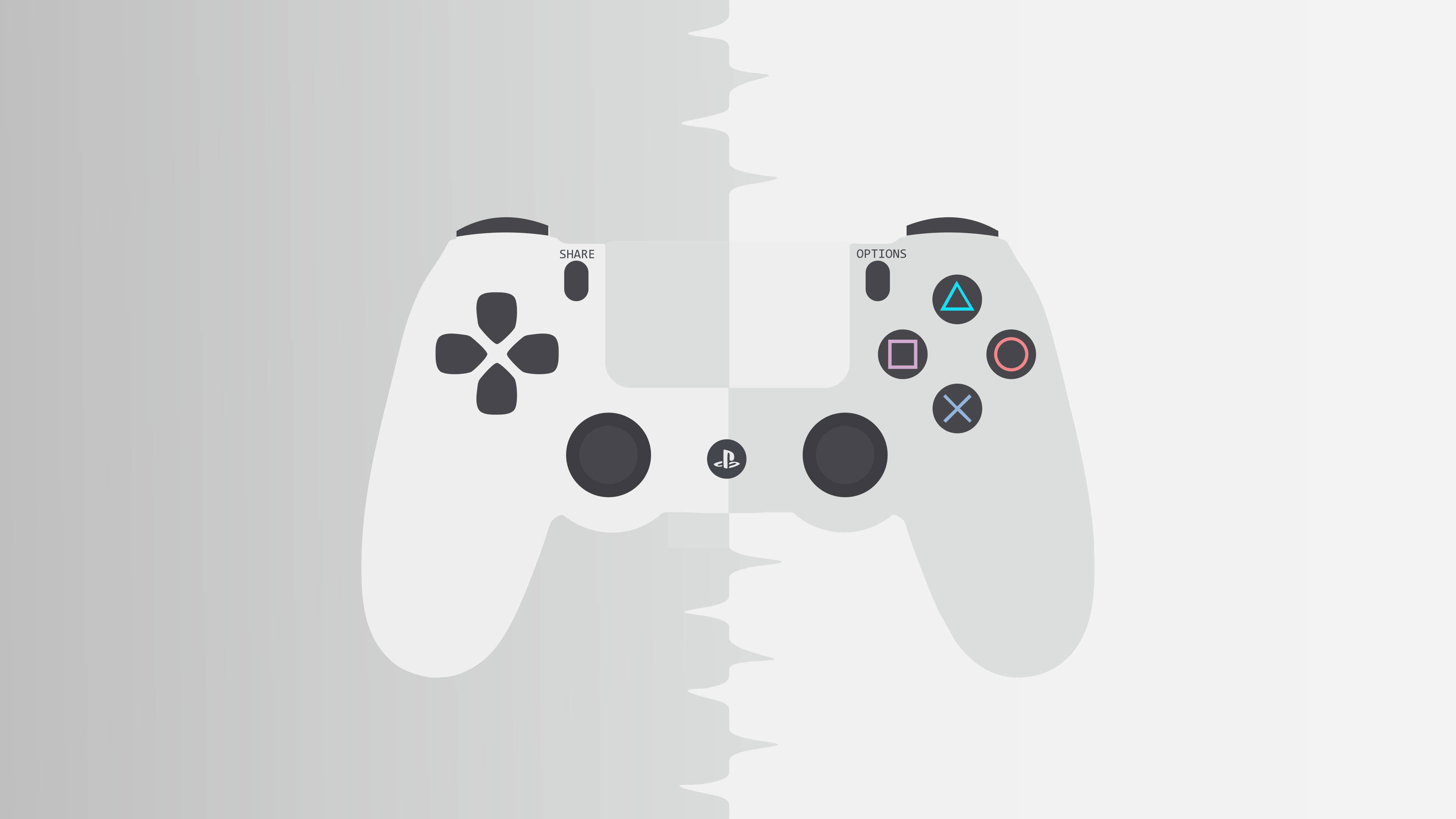 PS4, 1920 x 1080, white PlayStation controller, 4K Desktop Wallpaper