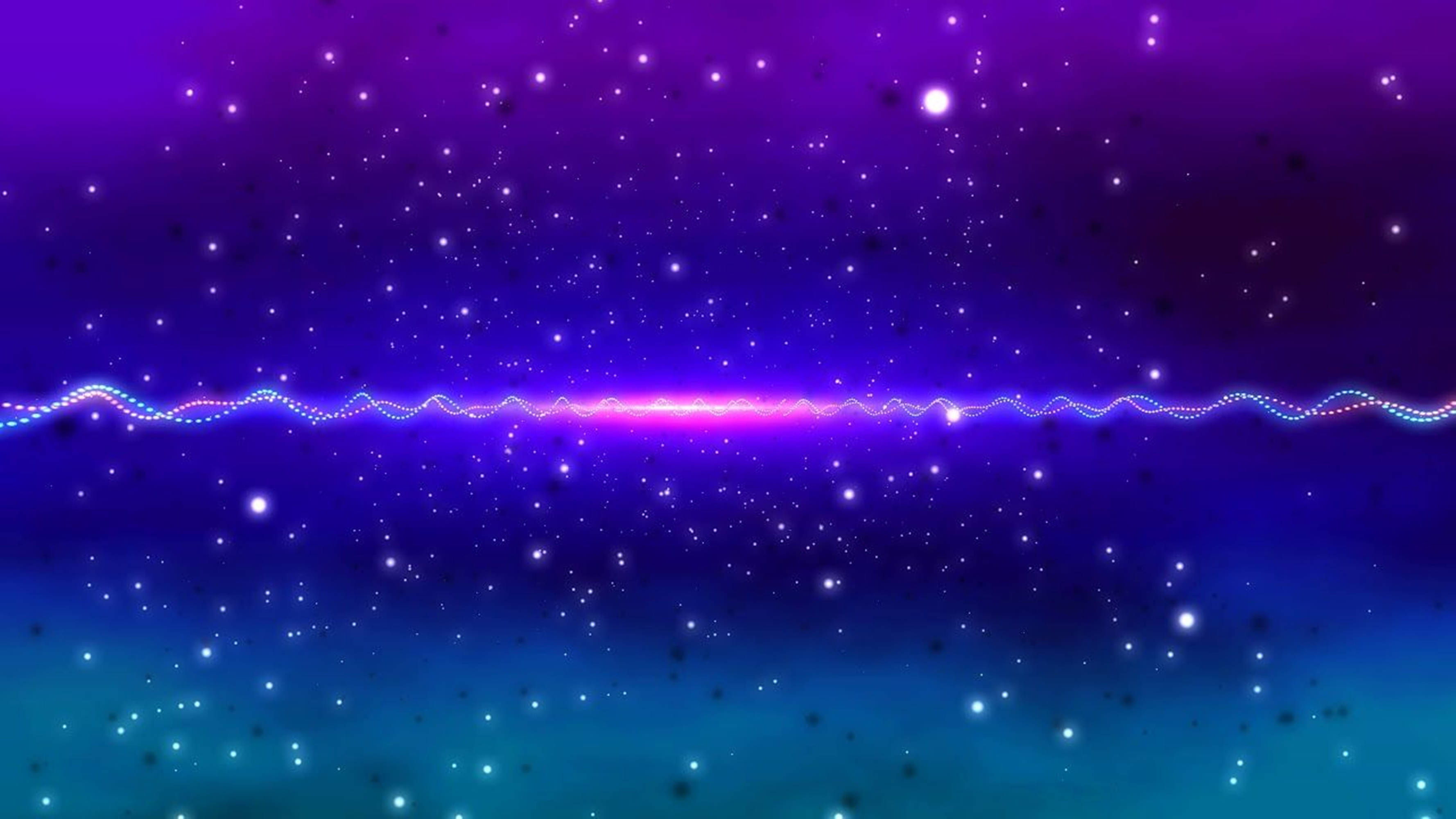 neon purple, glowing neon wave, starfield, 2K Desktop Wallpaper