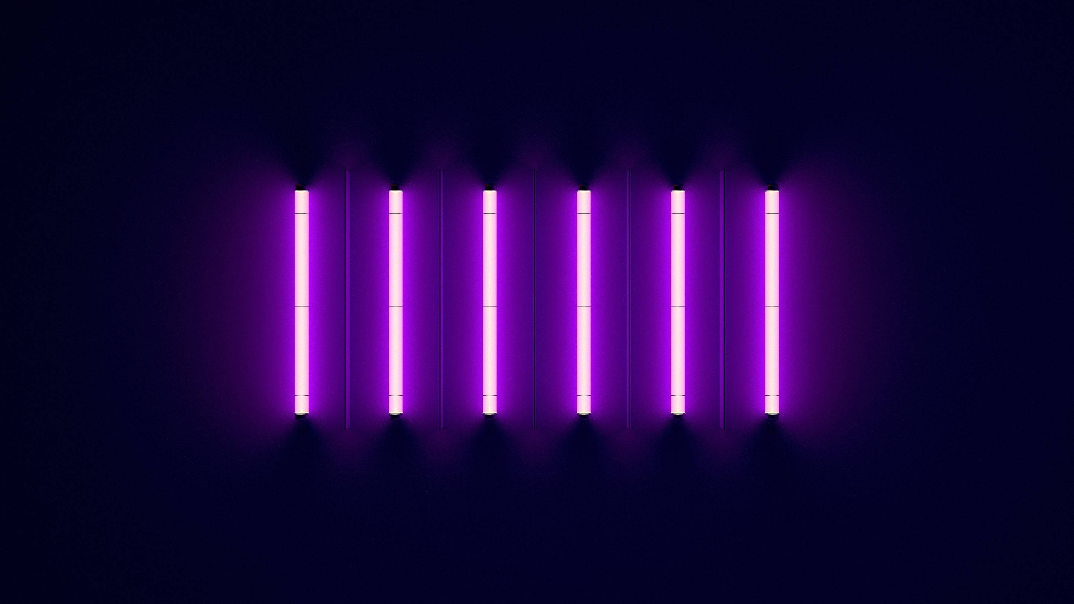 neon purple, glowing purple neon tubes, deep dark background, 2K Desktop Wallpaper