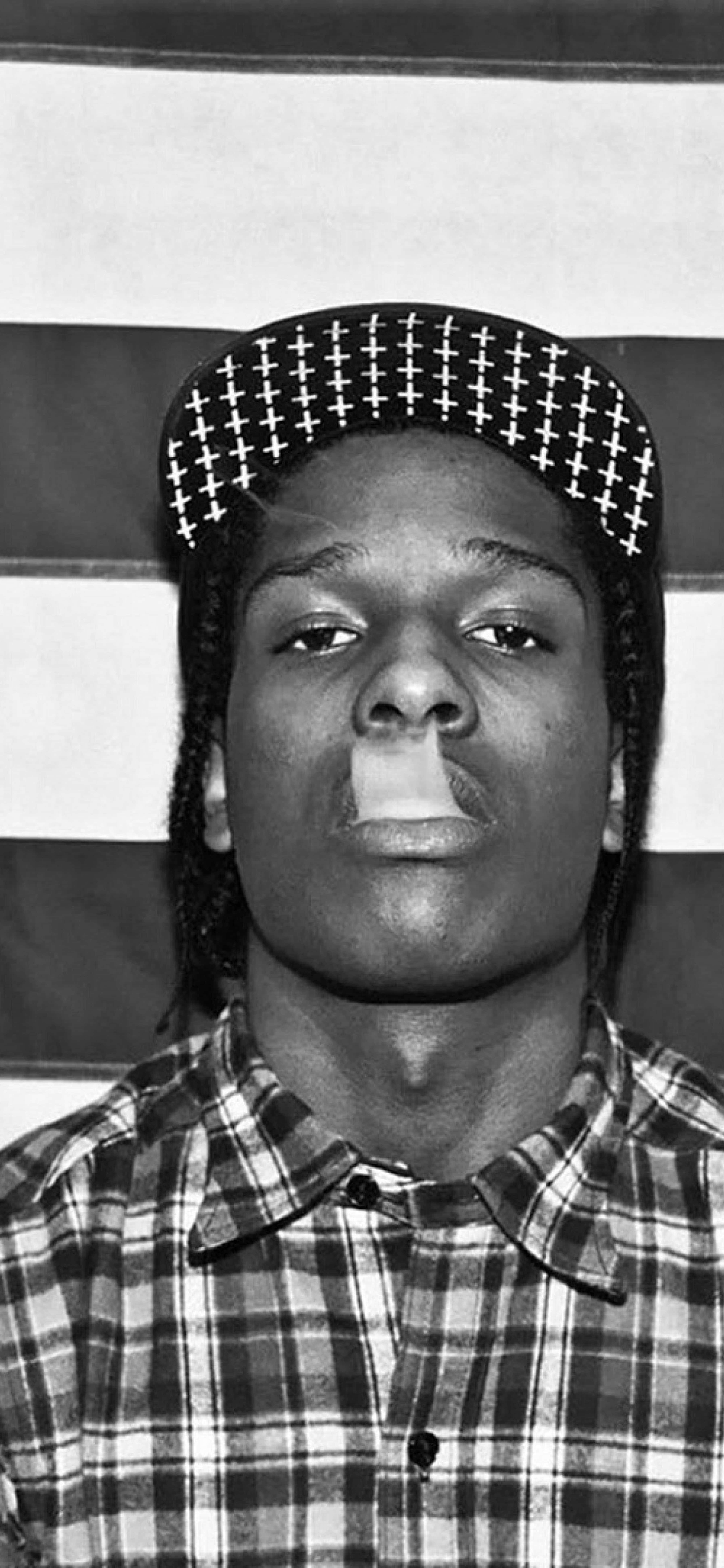 4K Rapper, black and white portrait, bandana, 8K Phone Wallpaper