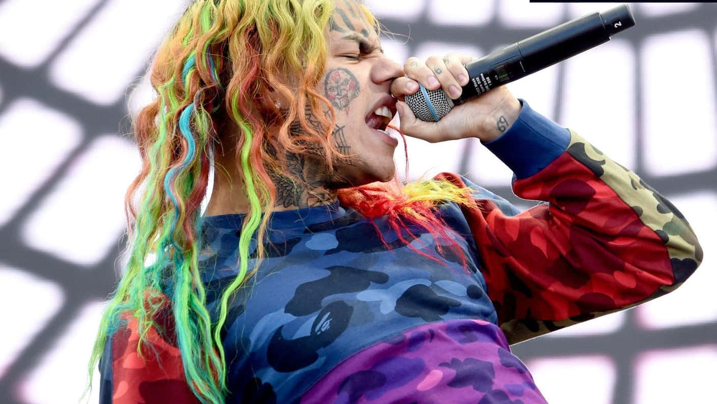 69 Rapper, rainbow dreadlocks, colorful camouflage jacket, HD Desktop Wallpaper