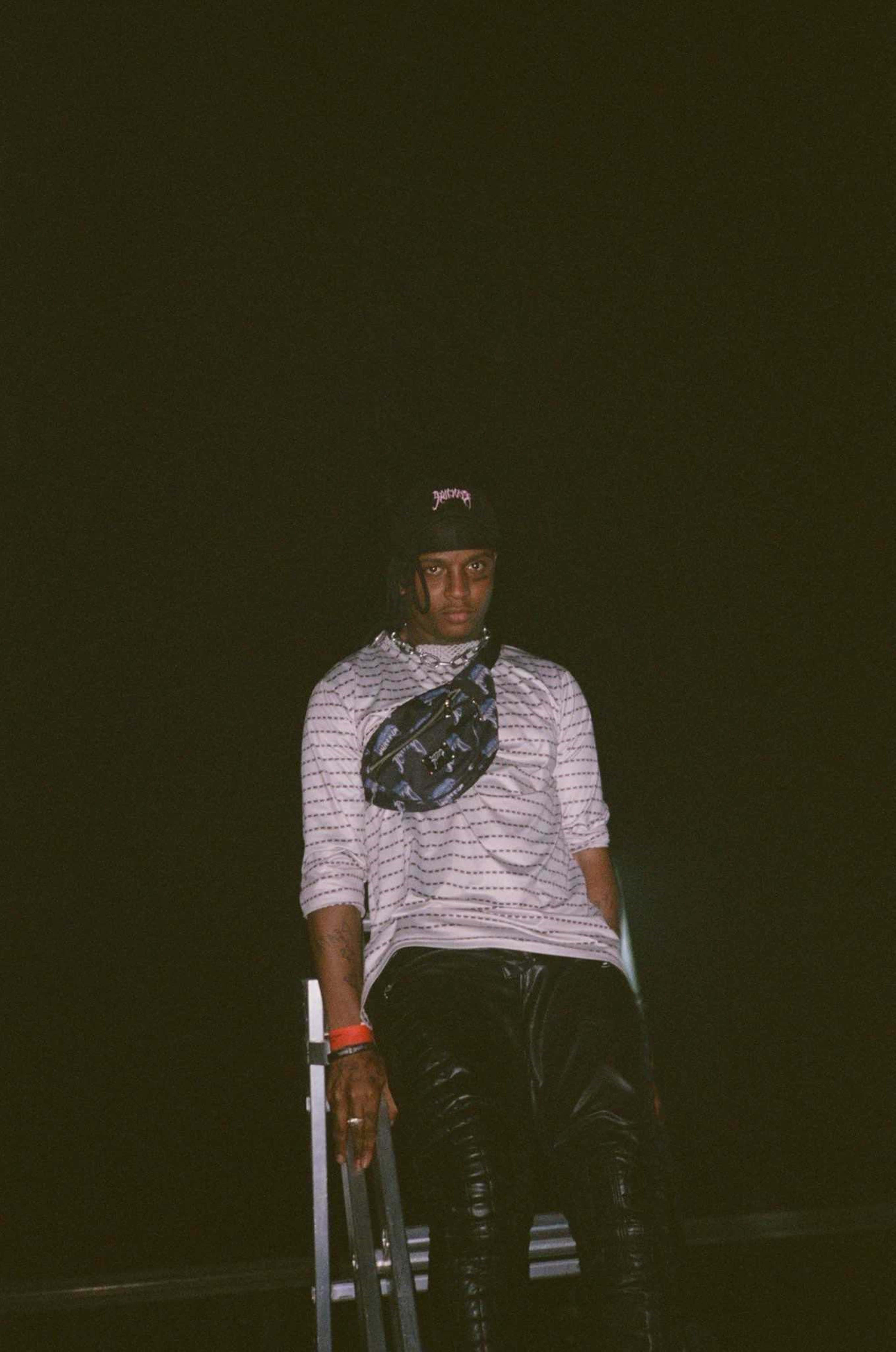 4K Rapper, striped shirt, black pants, 5K Phone Wallpaper