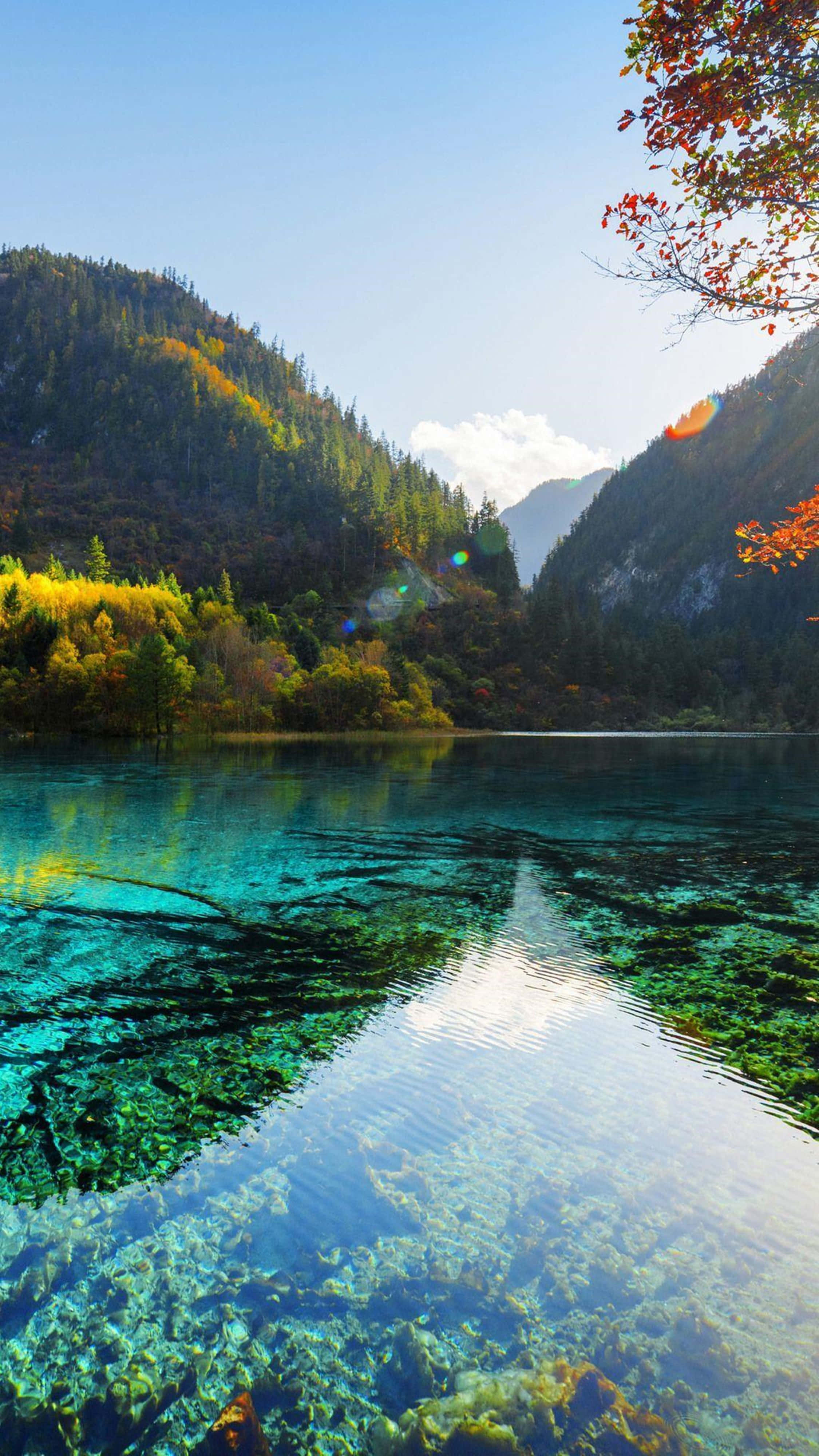 4k uhd, turquoise lake, autumn mountains, 4K Phone Wallpaper