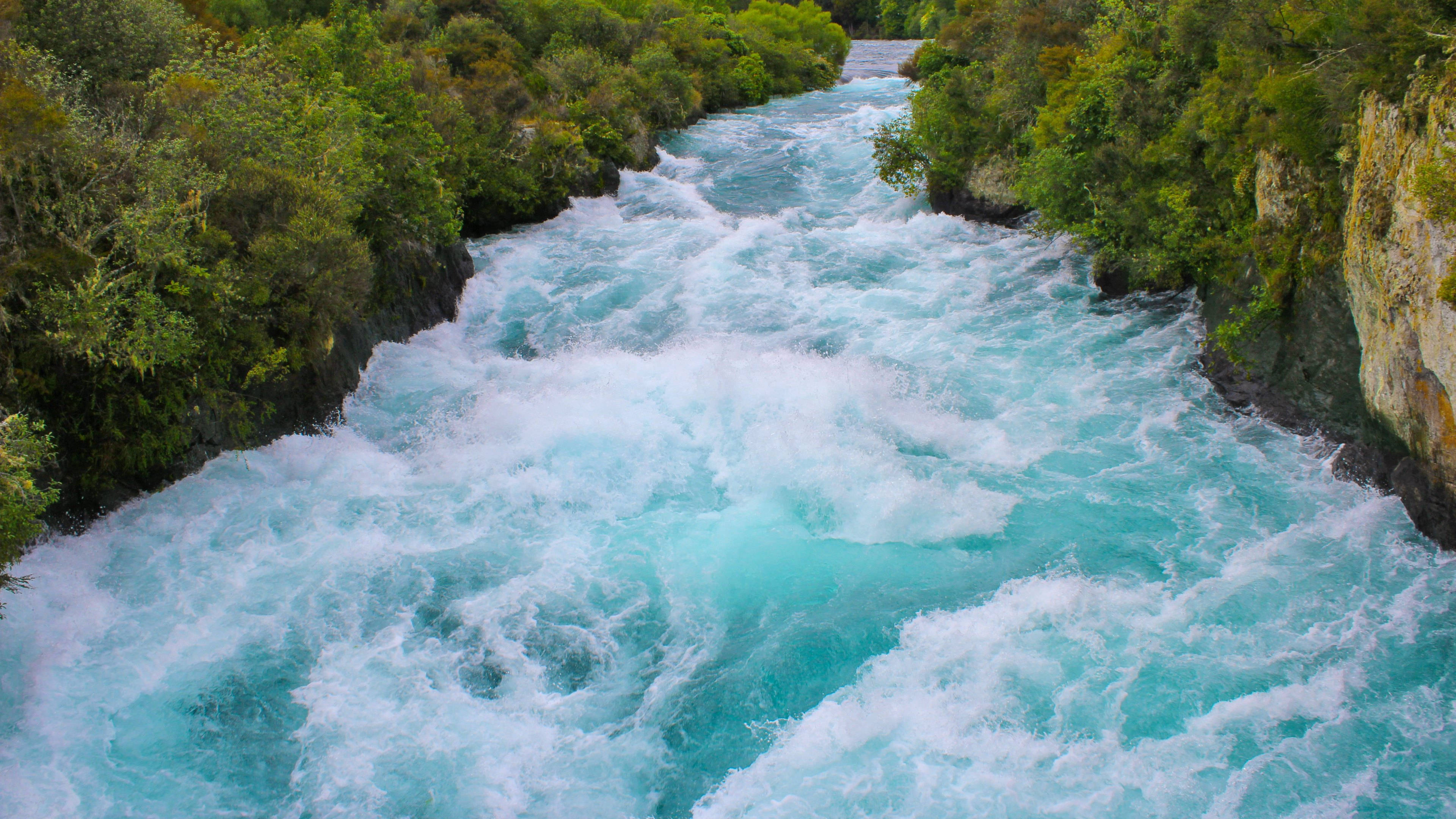 4K UHD, turquoise river, lush green forest canyon, 4K Desktop Wallpaper
