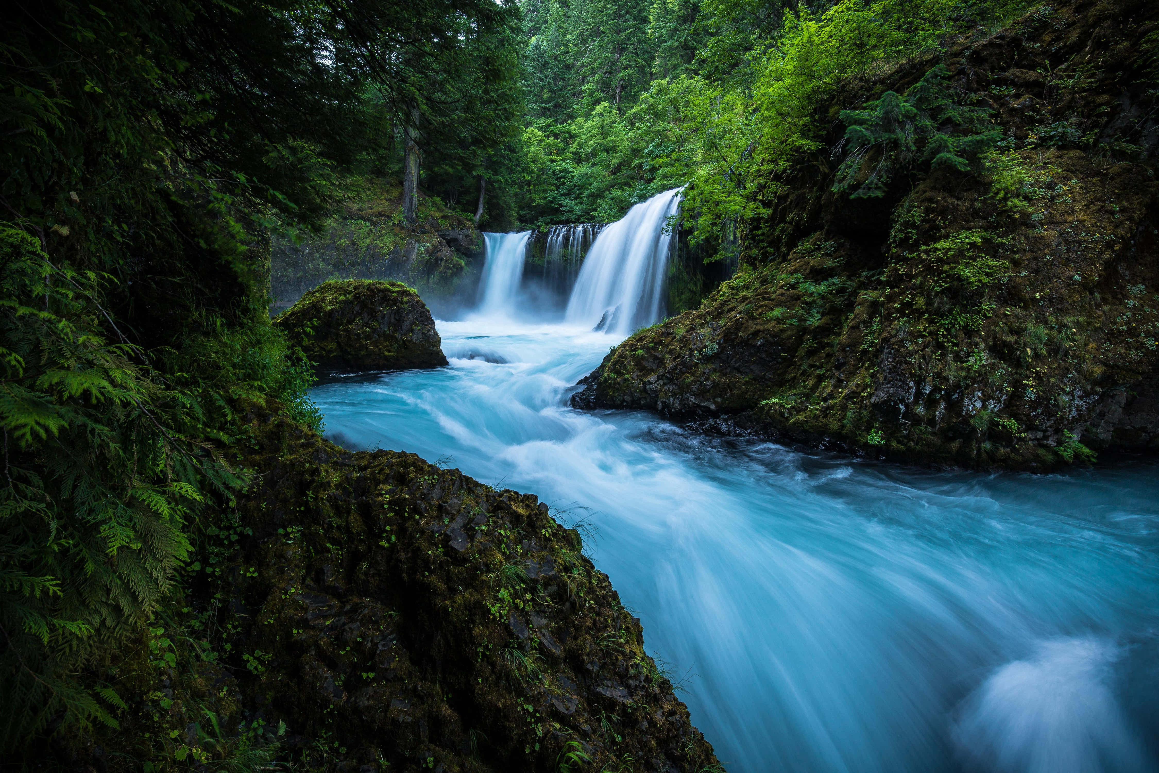4K River, waterfall, lush green forest, 4K Desktop Wallpaper