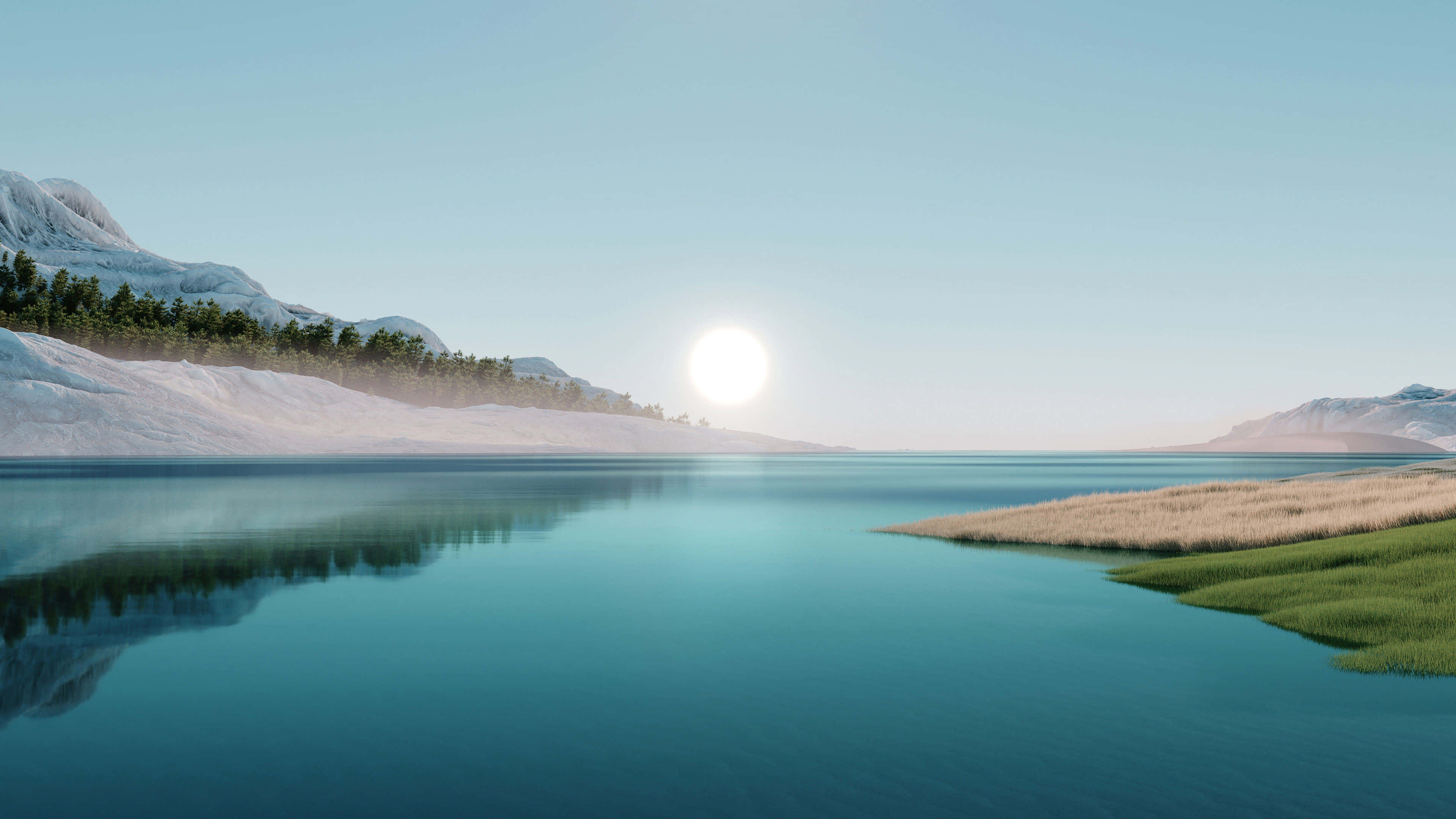 4K River, lake, sun rising, 4K Desktop Wallpaper