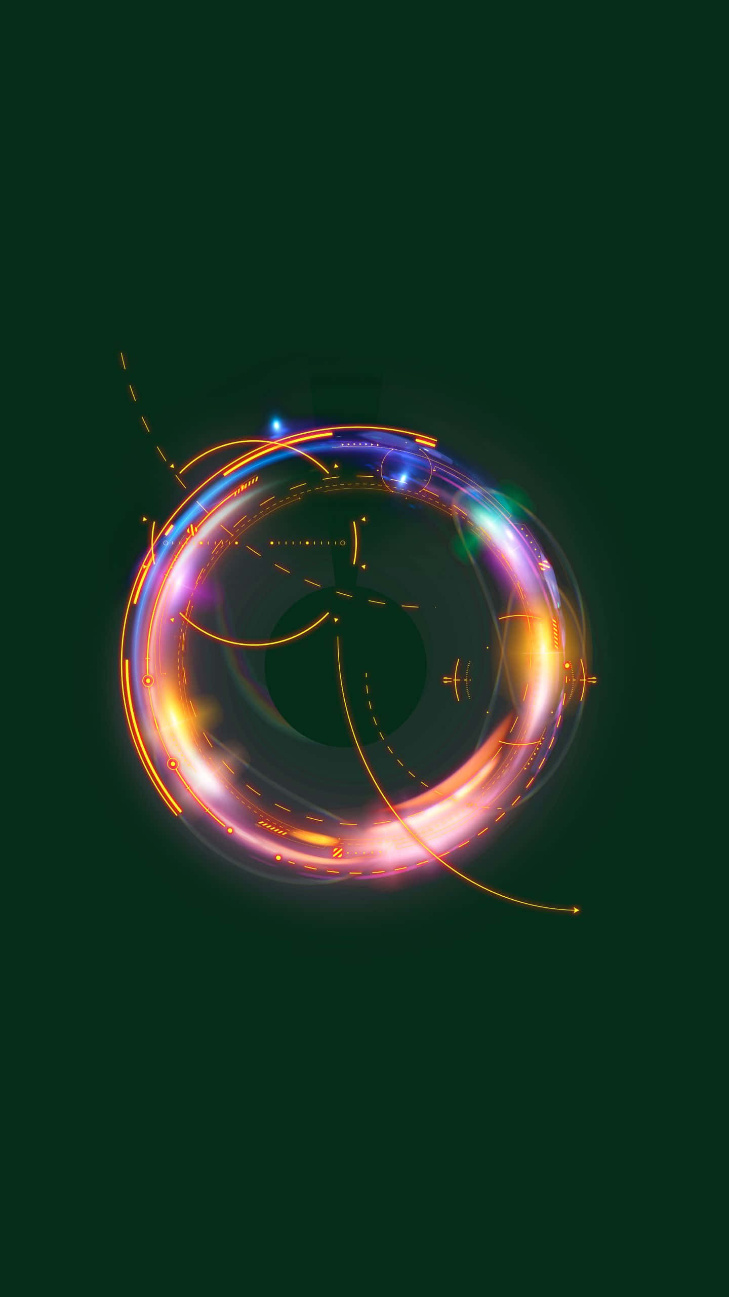 neon ring, orange pink, blue light, 2K Phone Wallpaper