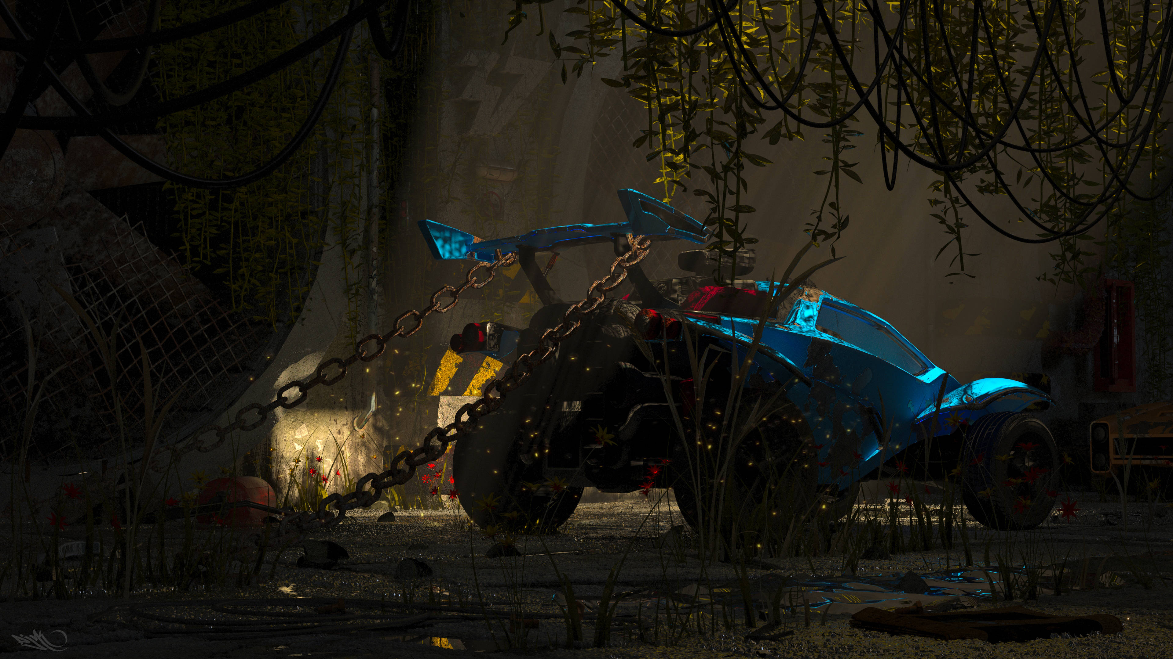 4K Rocket League, chained car, blue futuristic vehicle, 4K Desktop Wallpaper
