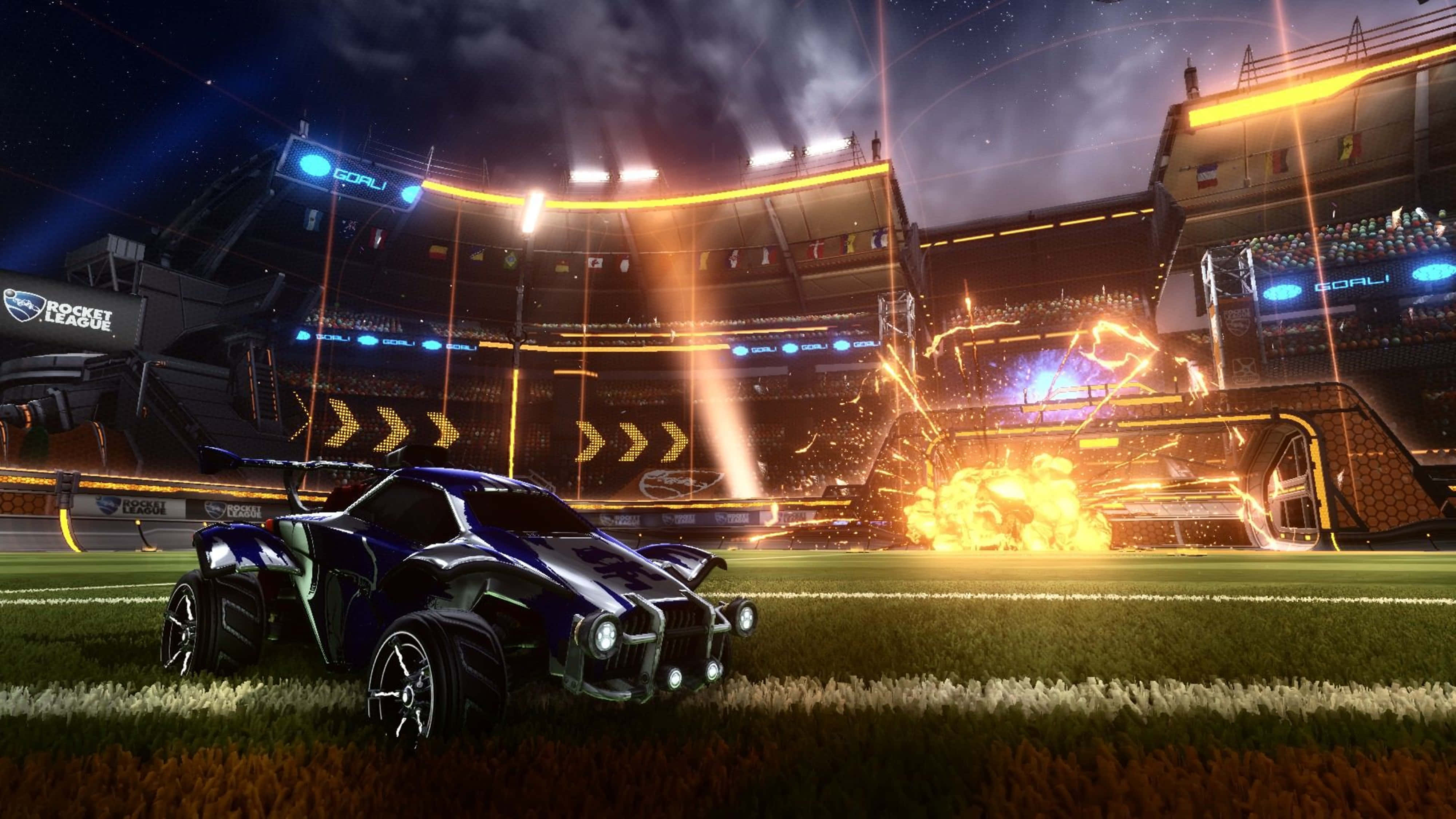 Rocket League, 4K, sleek black rocket-powered car, 4K Desktop Wallpaper