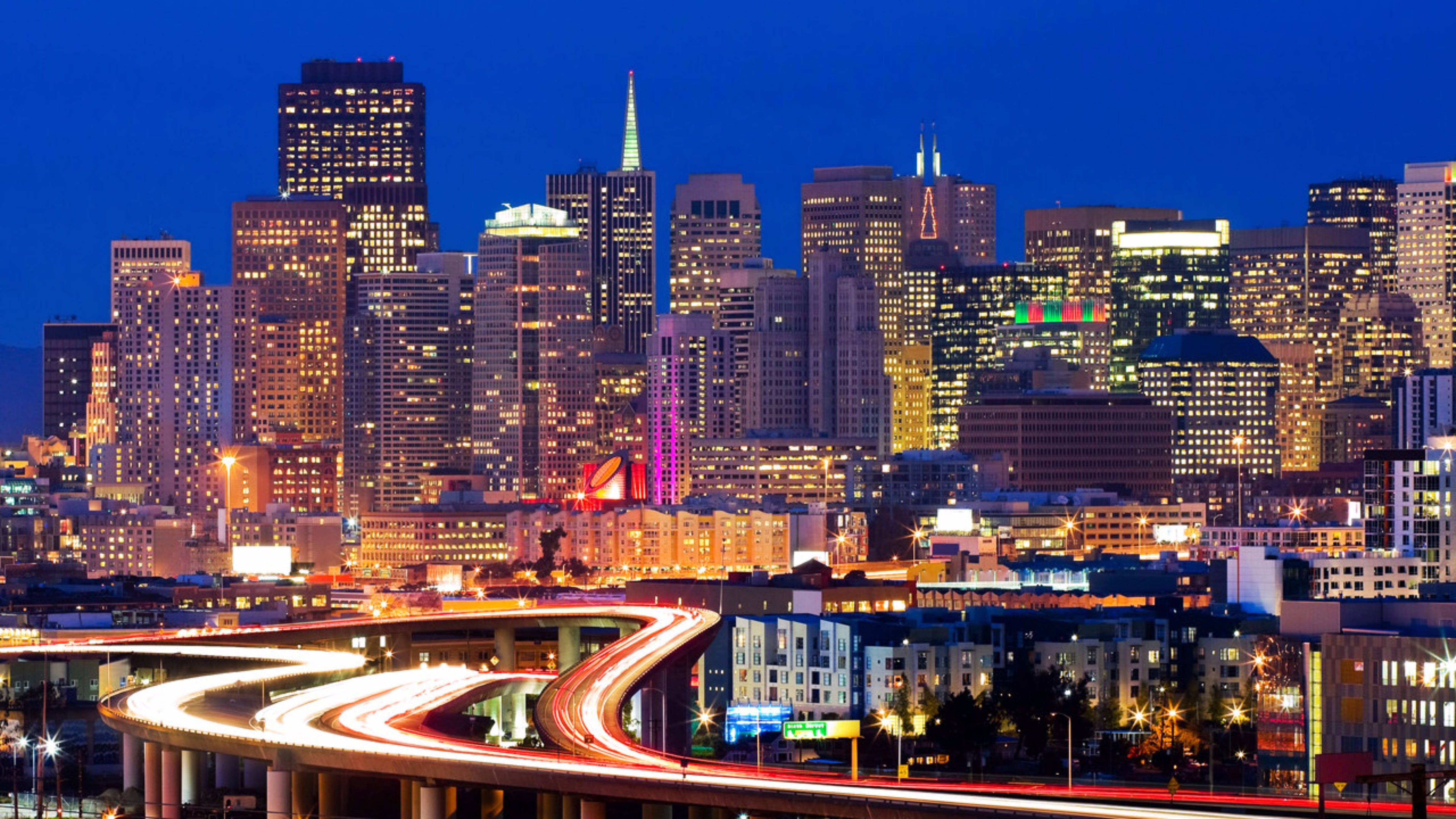 San Francisco, 4K, bright night city view, 5K Desktop Wallpaper