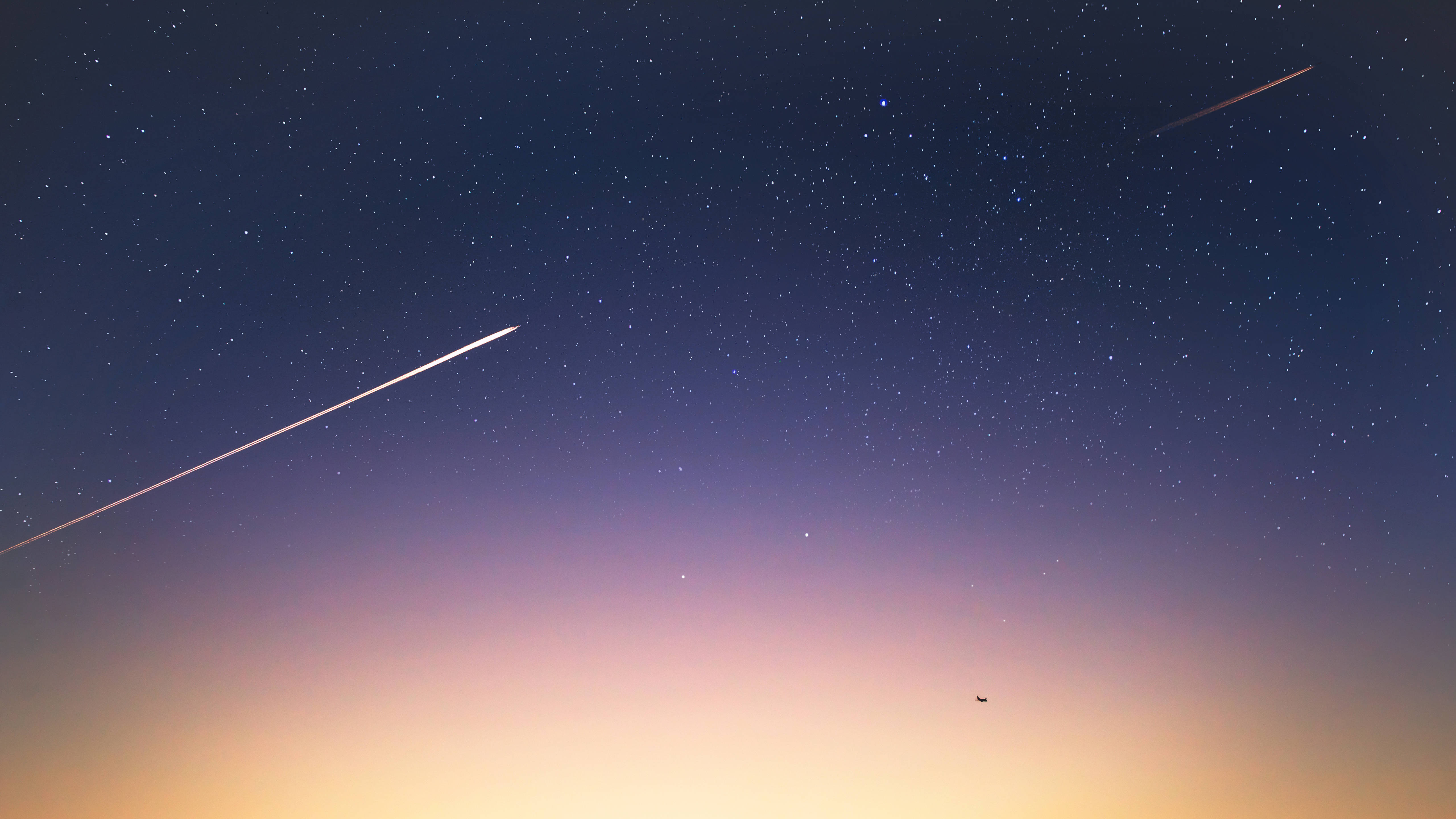 4K Sky, shooting stars, twilight sky, 5K Desktop Wallpaper