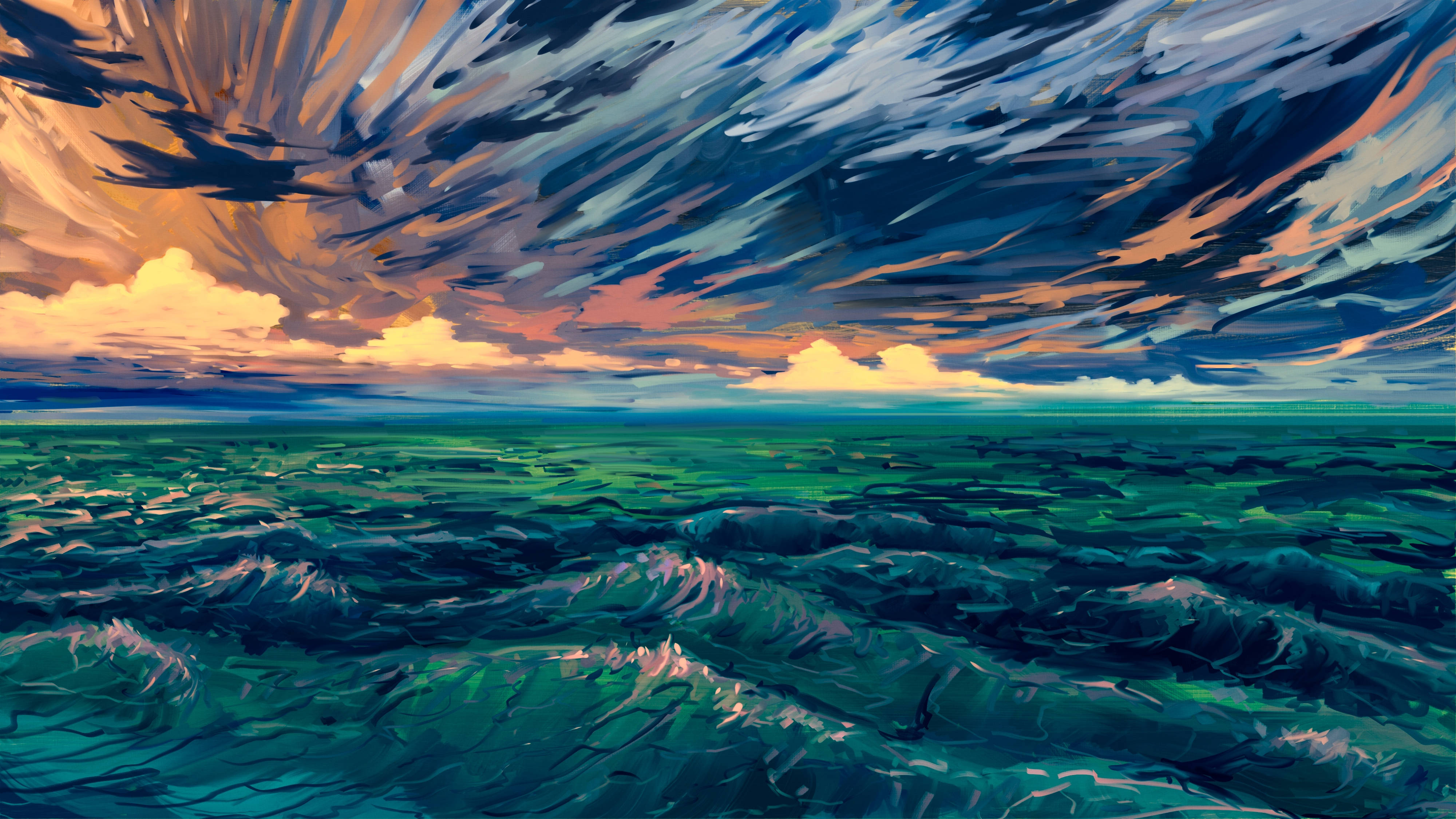 4K Sky, ocean, stormy sky, 4K Desktop Wallpaper