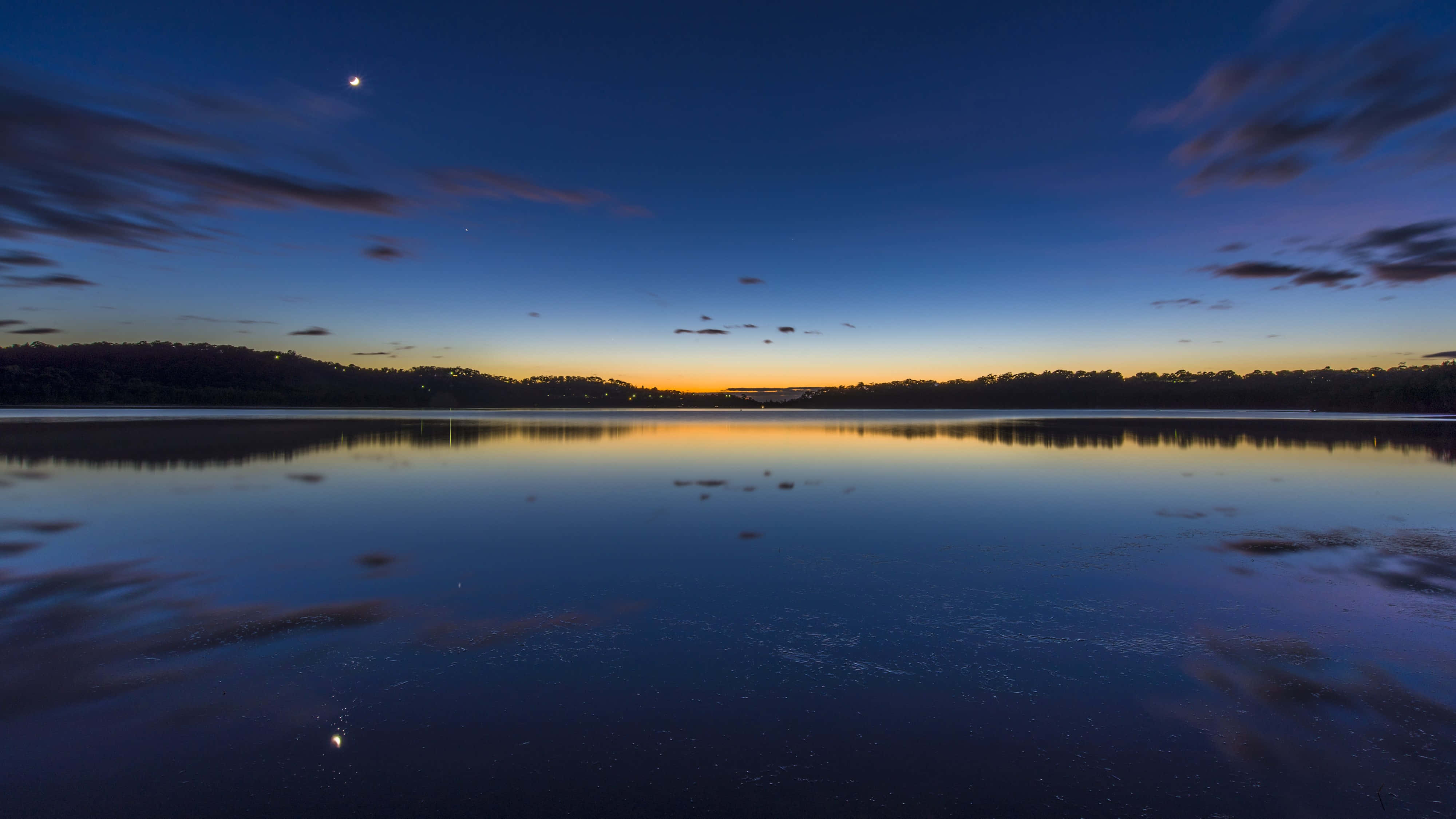 4K Resolution Yellow Horizon, twilight lake, gradient sky, 4K Desktop Wallpaper
