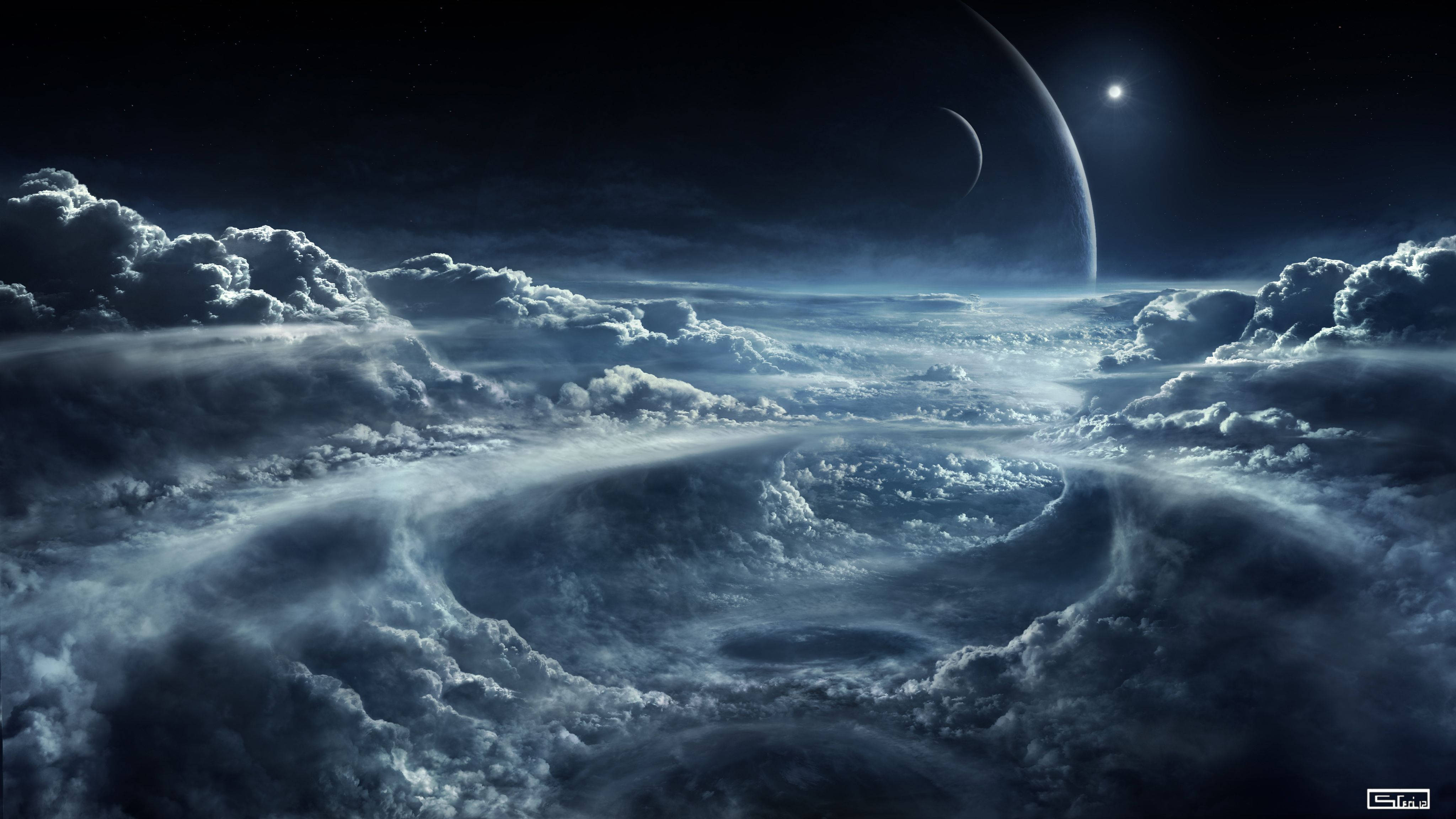 4K Space, thick clouds, swirling vortex of clouds, 4K Desktop Wallpaper