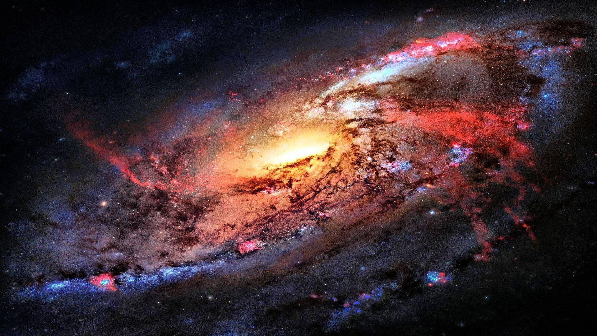 4K Space, spiral galaxy, fiery reds, Full HD Desktop Wallpaper