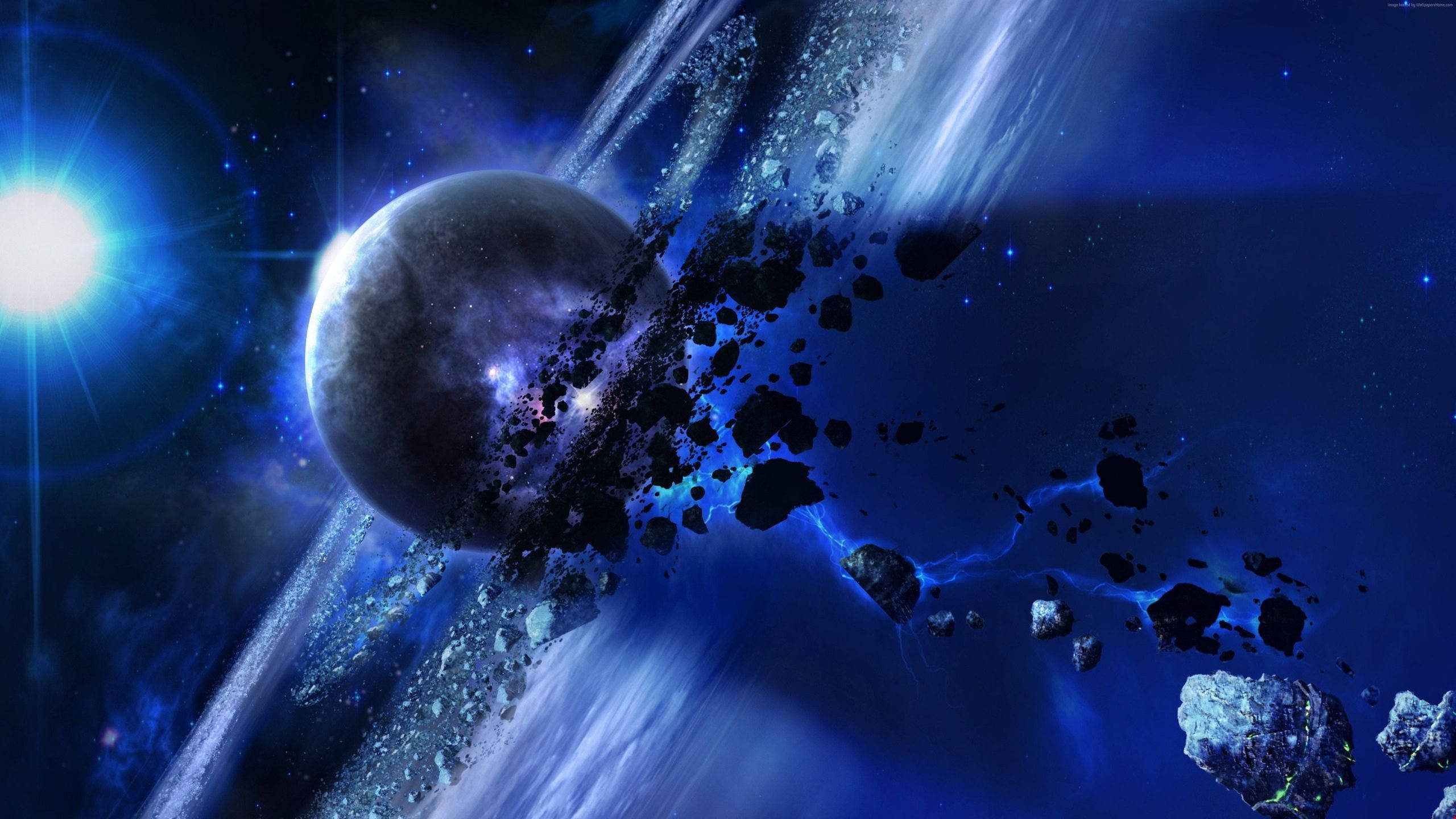 4K Space, luminescent blue, glowing blue star, 2K Desktop Wallpaper