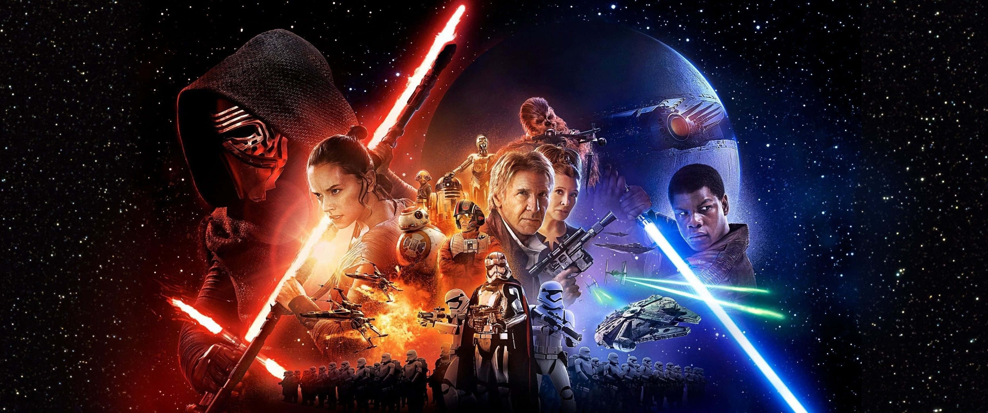 Star Wars, lightsabers, red and blue lightsabers, 2K Desktop Wallpaper