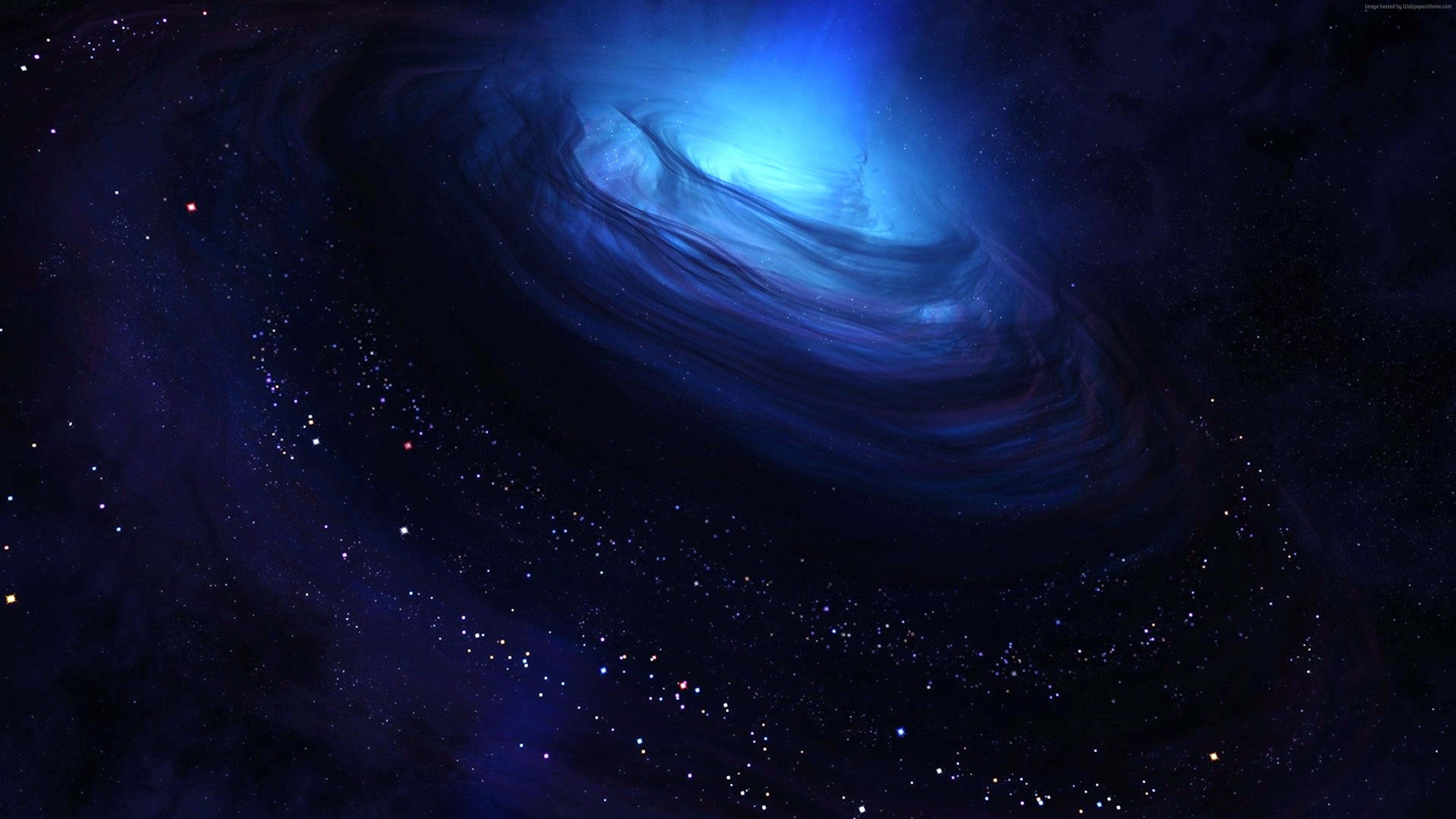 blue space, black hole, swirling blue galaxy, 4K Desktop Wallpaper