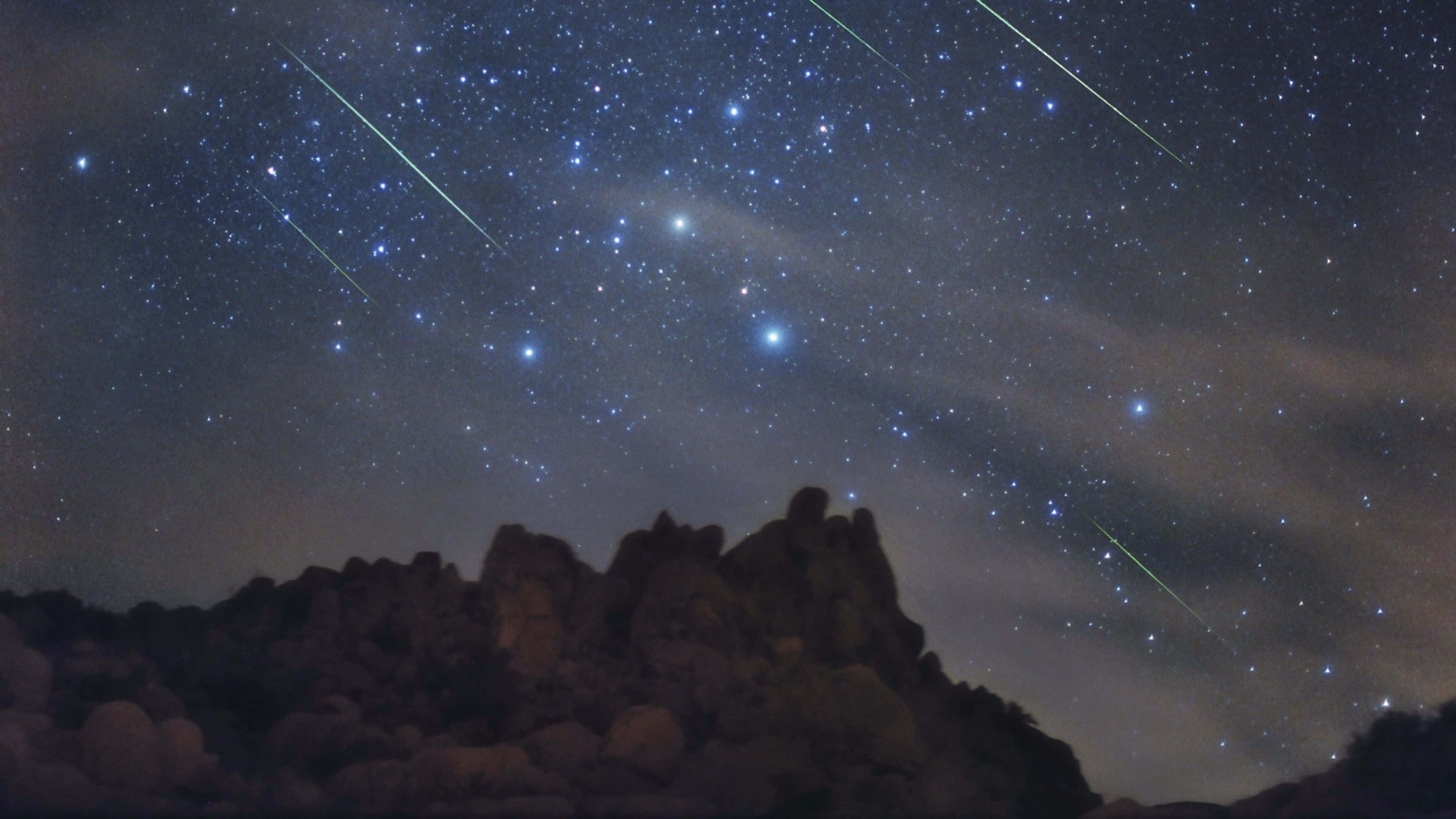 4K Star, starry night sky, rocky mountain silhouette, 4K Desktop Wallpaper