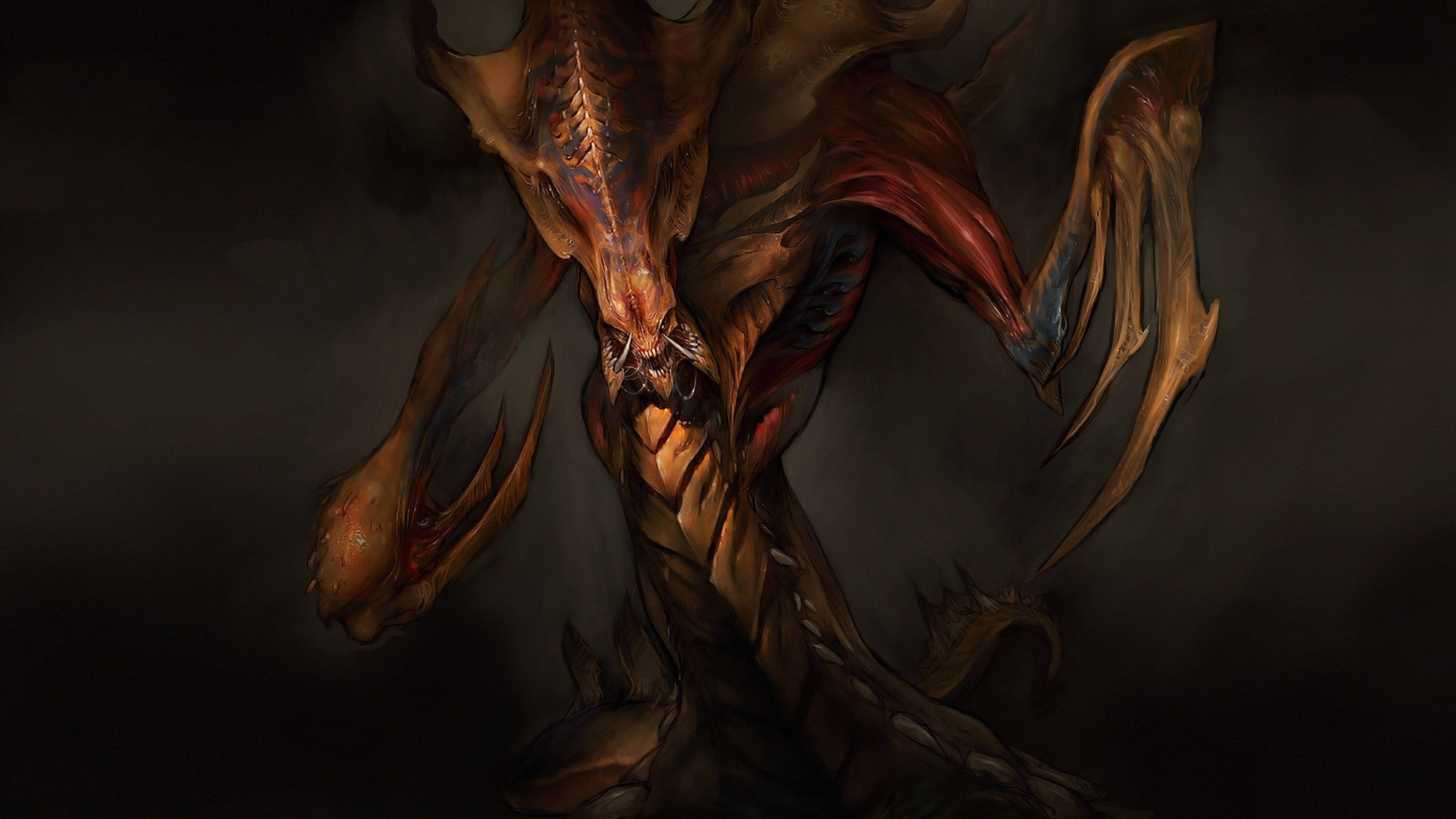 4K StarCraft, demonic creature, exposed muscle and bone, 4K Desktop Wallpaper