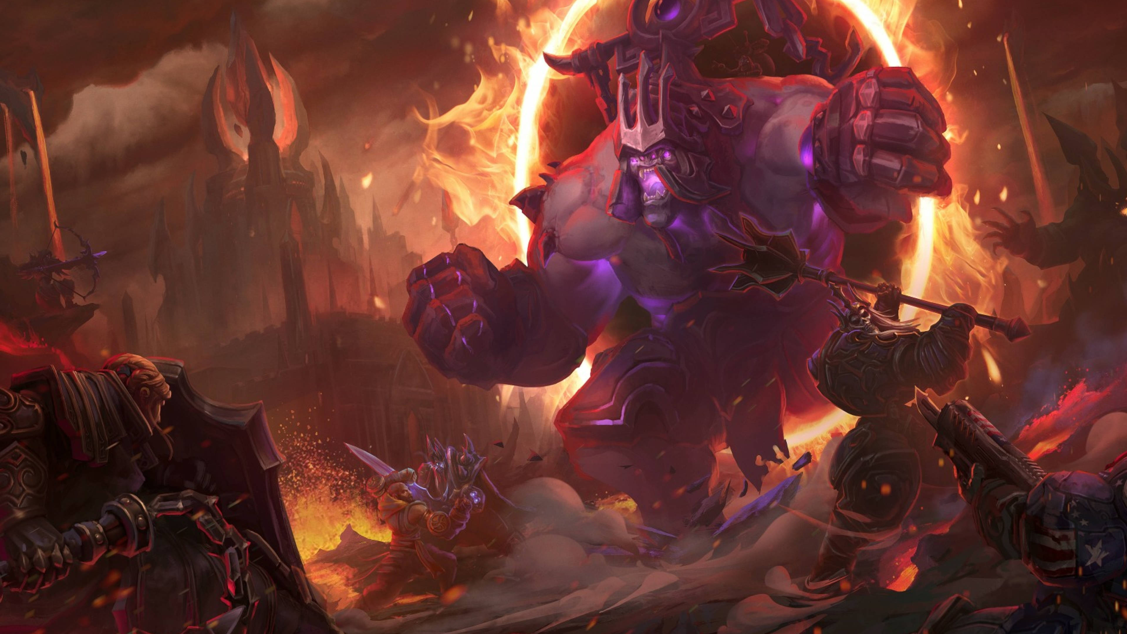 4K Starcraft, demonic warlord, glowing purple eyes, 4K Desktop Wallpaper
