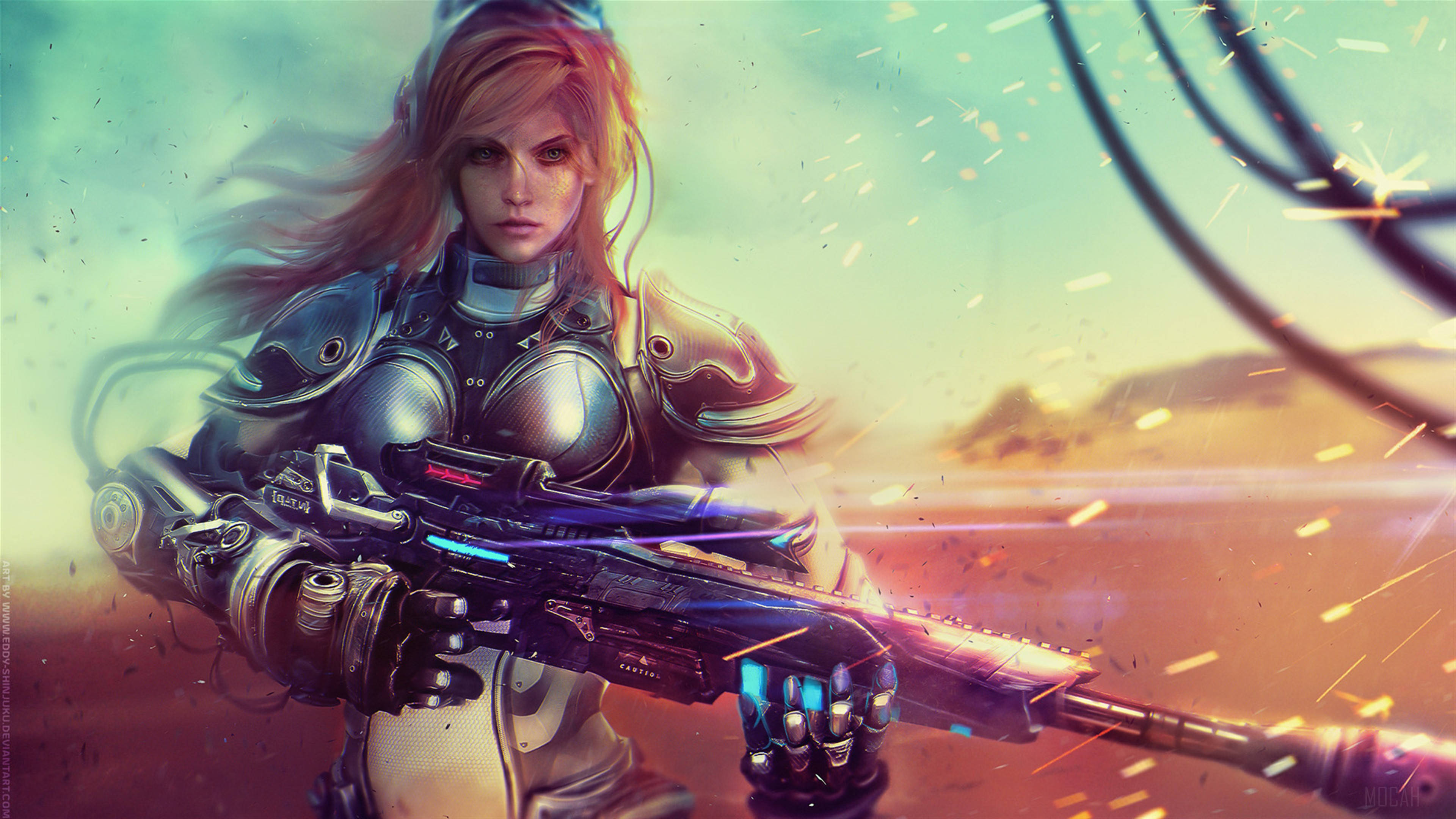 4K Starcraft, futuristic armor, glowing weapon, 4K Desktop Wallpaper