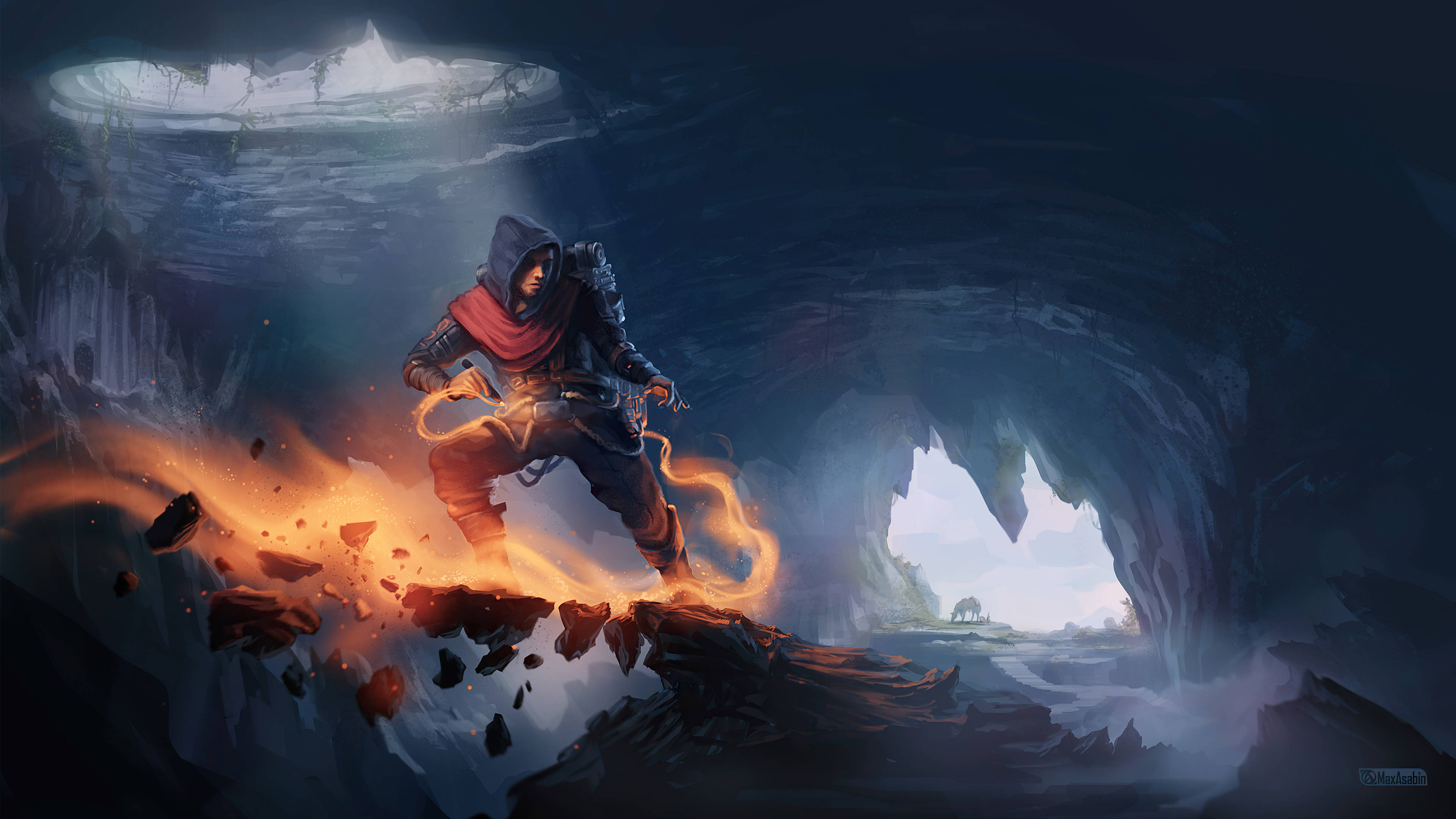 4K Starcraft, hooded warrior, dark cave, 4K Desktop Wallpaper