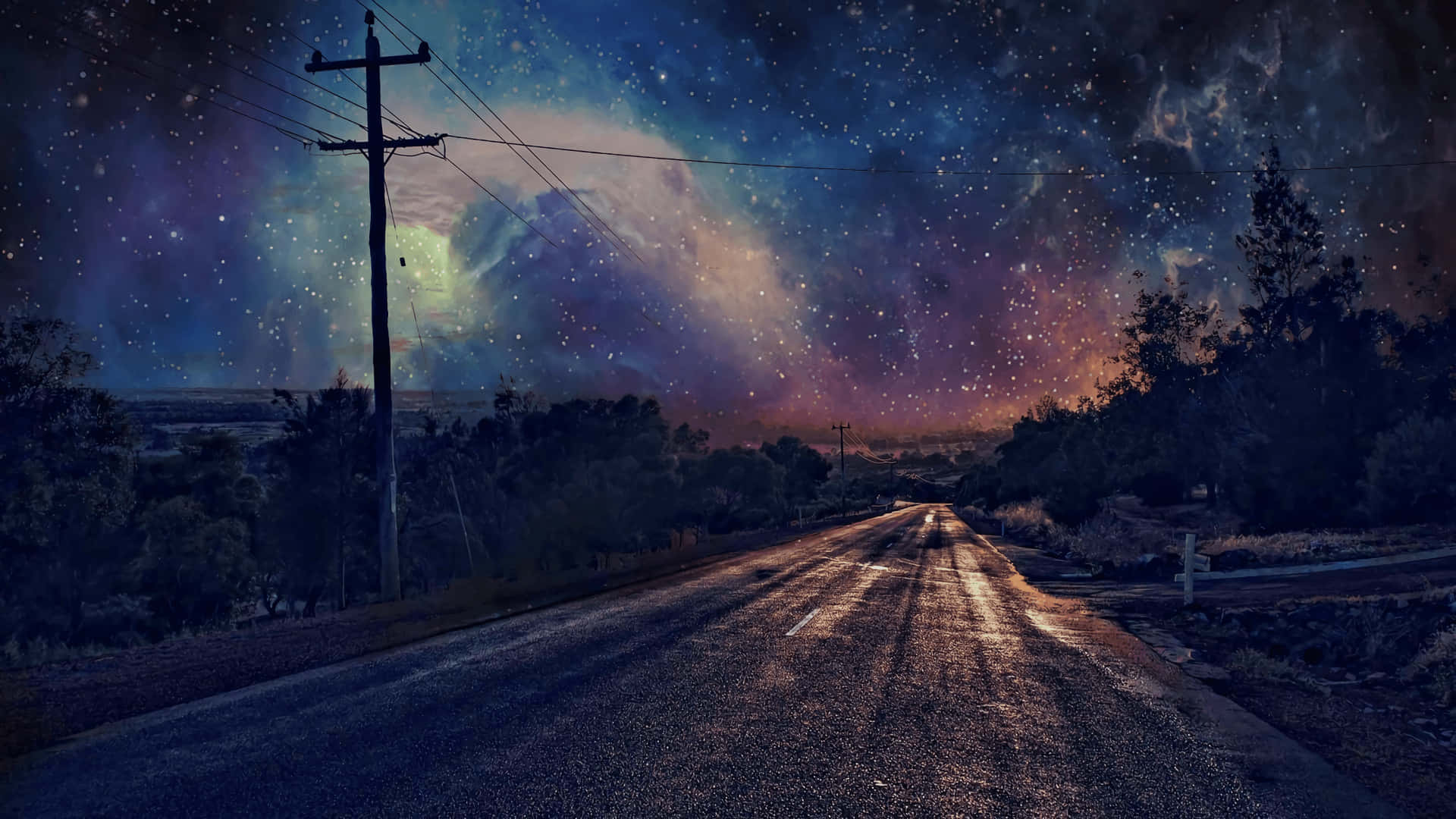 Starry Night Sky, vibrant starry sky, cosmic clouds, Full HD Desktop Wallpaper