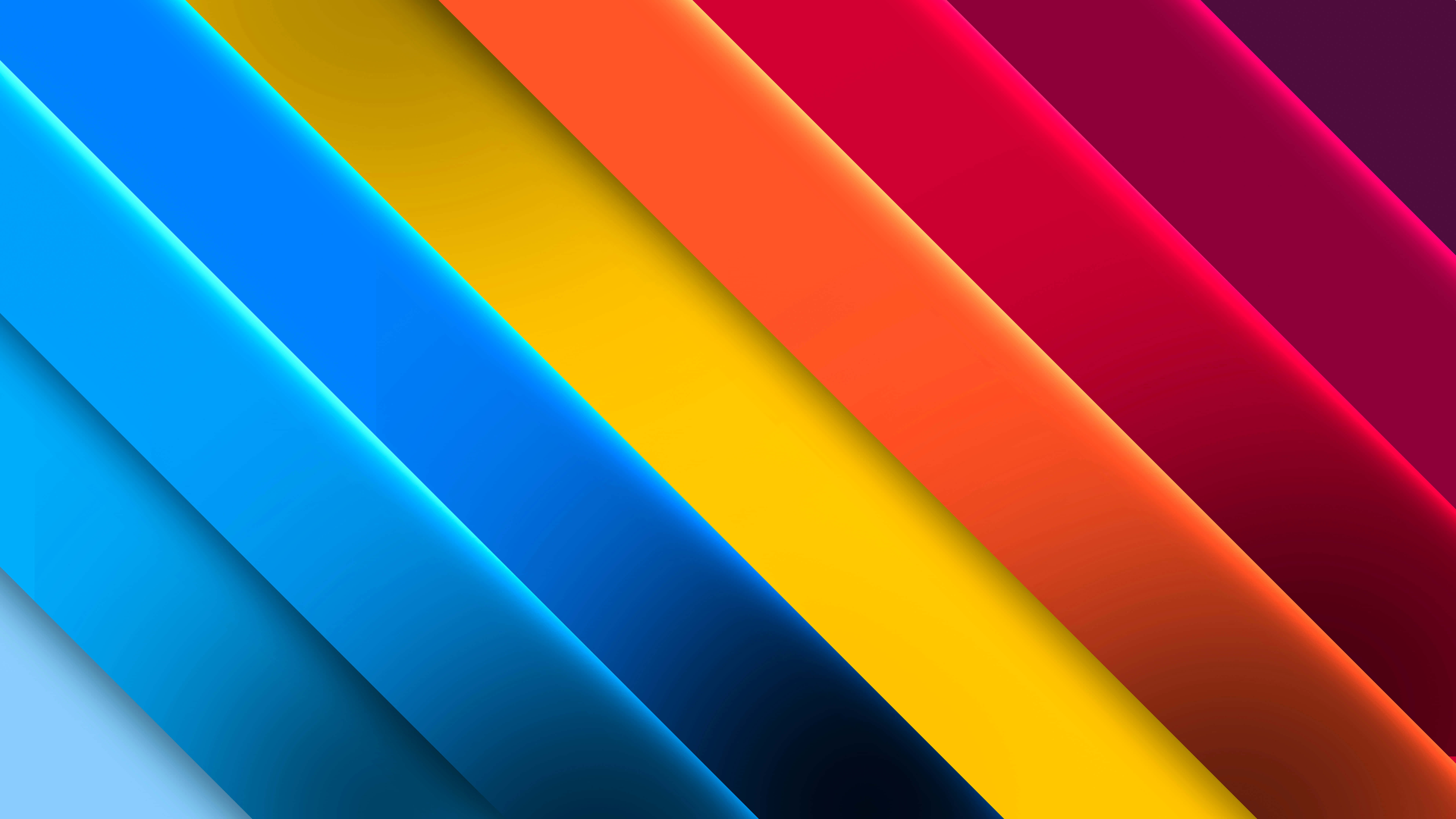 4K Stripes, diagonal color bands, cool blue, 8K Desktop Wallpaper