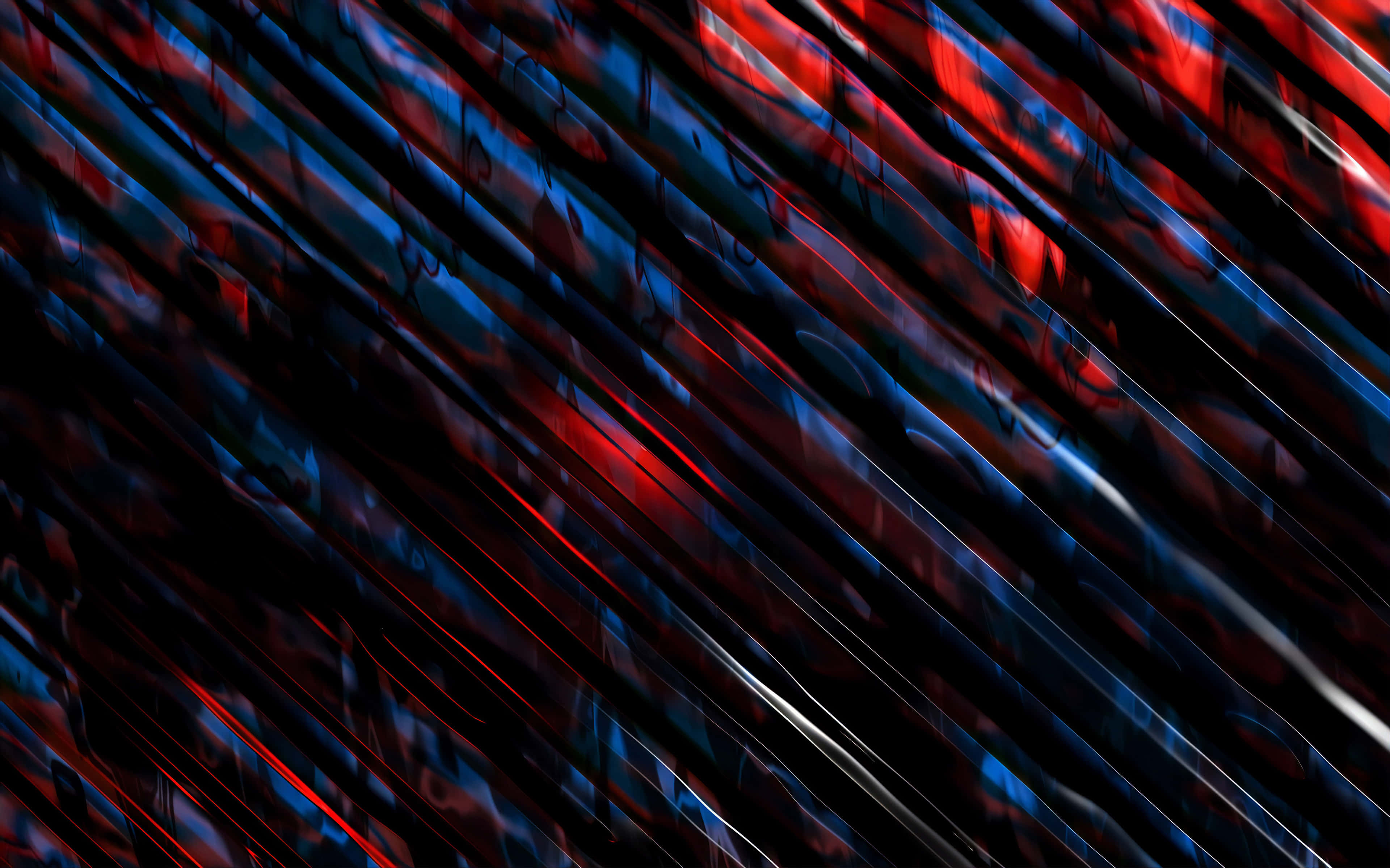 4K Stripes, glowing red, deep blue, 4K Desktop Wallpaper