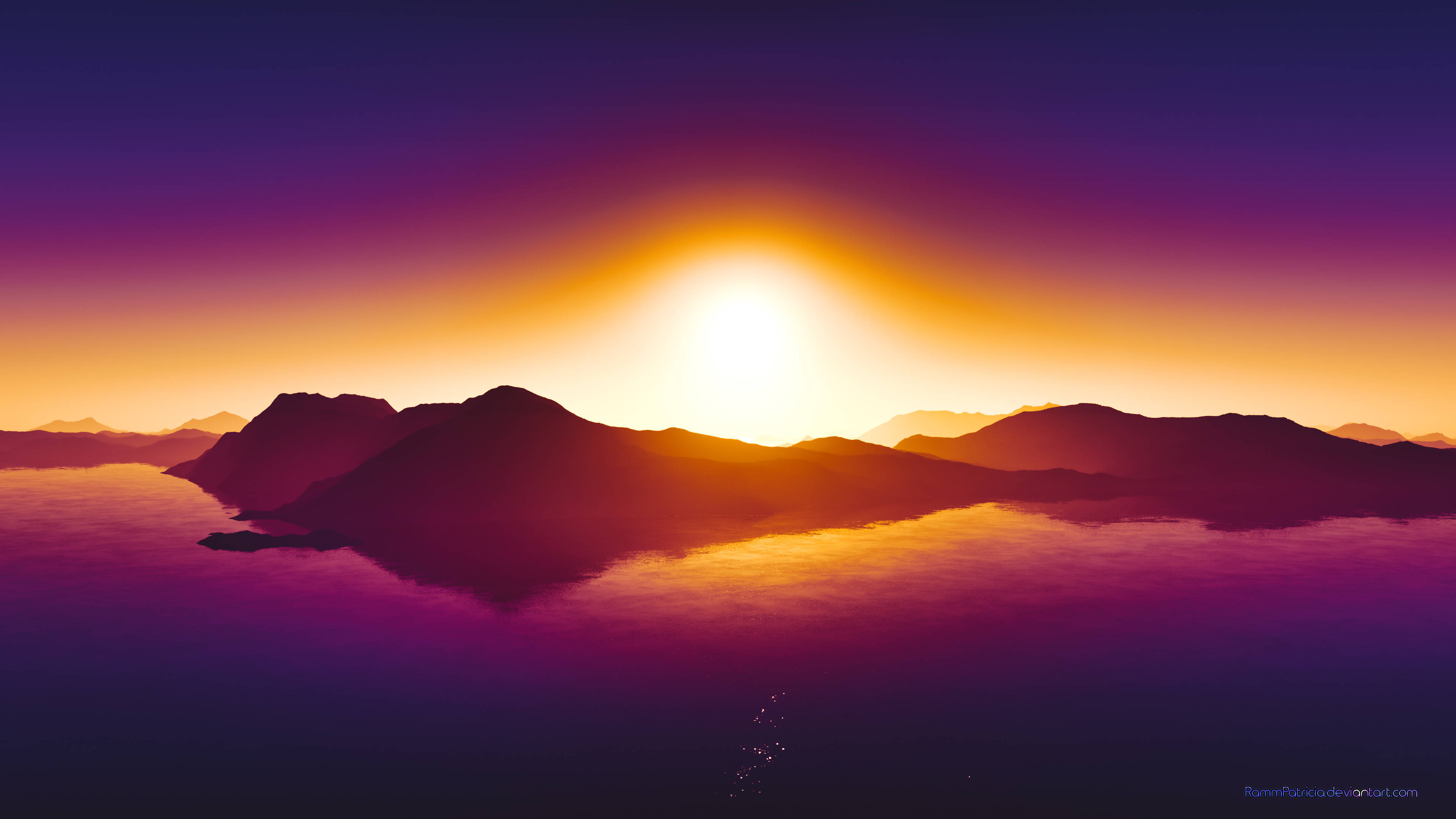 4K Summer, sunset, glowing sun, 4K Desktop Wallpaper