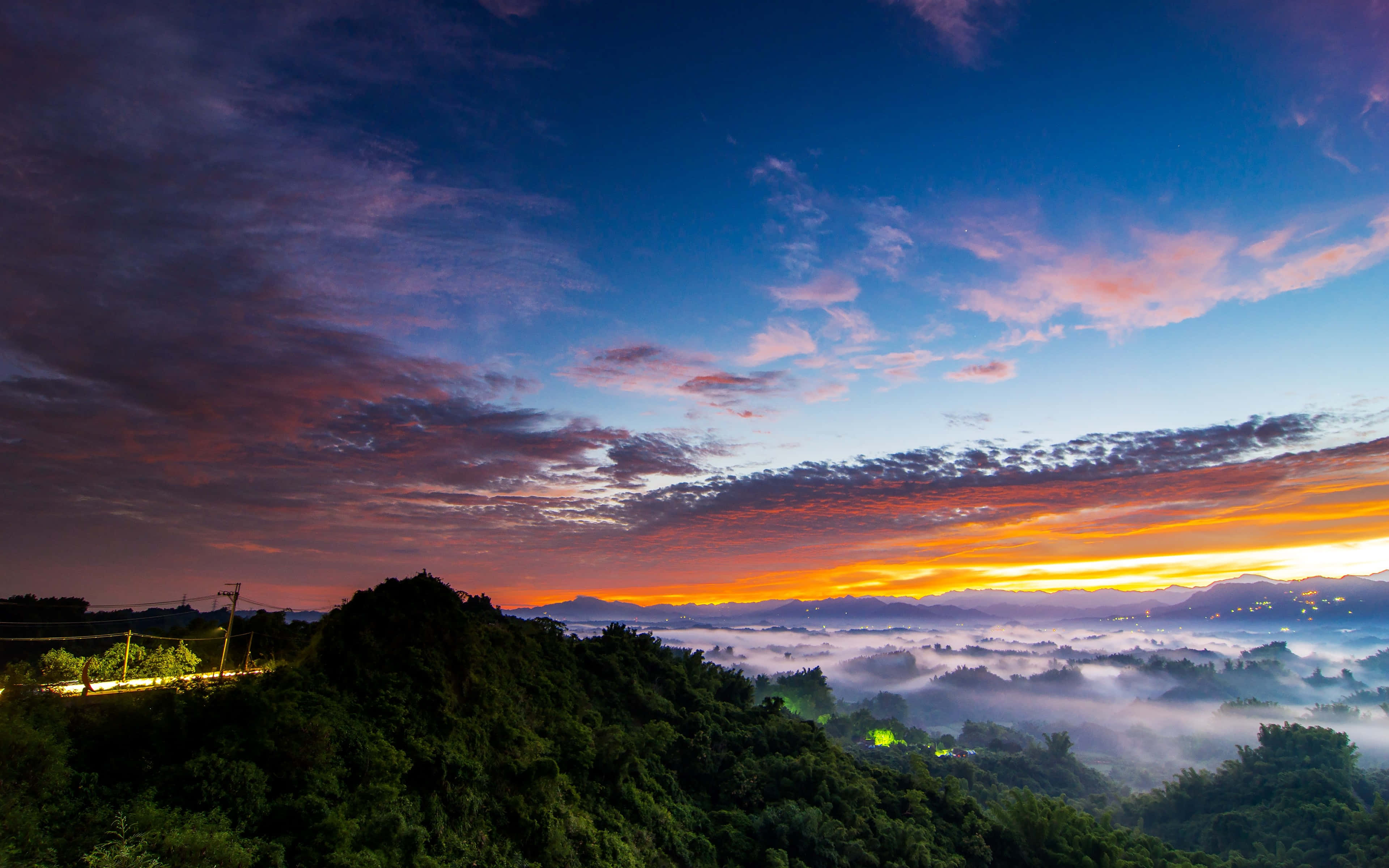 Misty Mountain Sunrise, 4K, orange, 4K Desktop Wallpaper