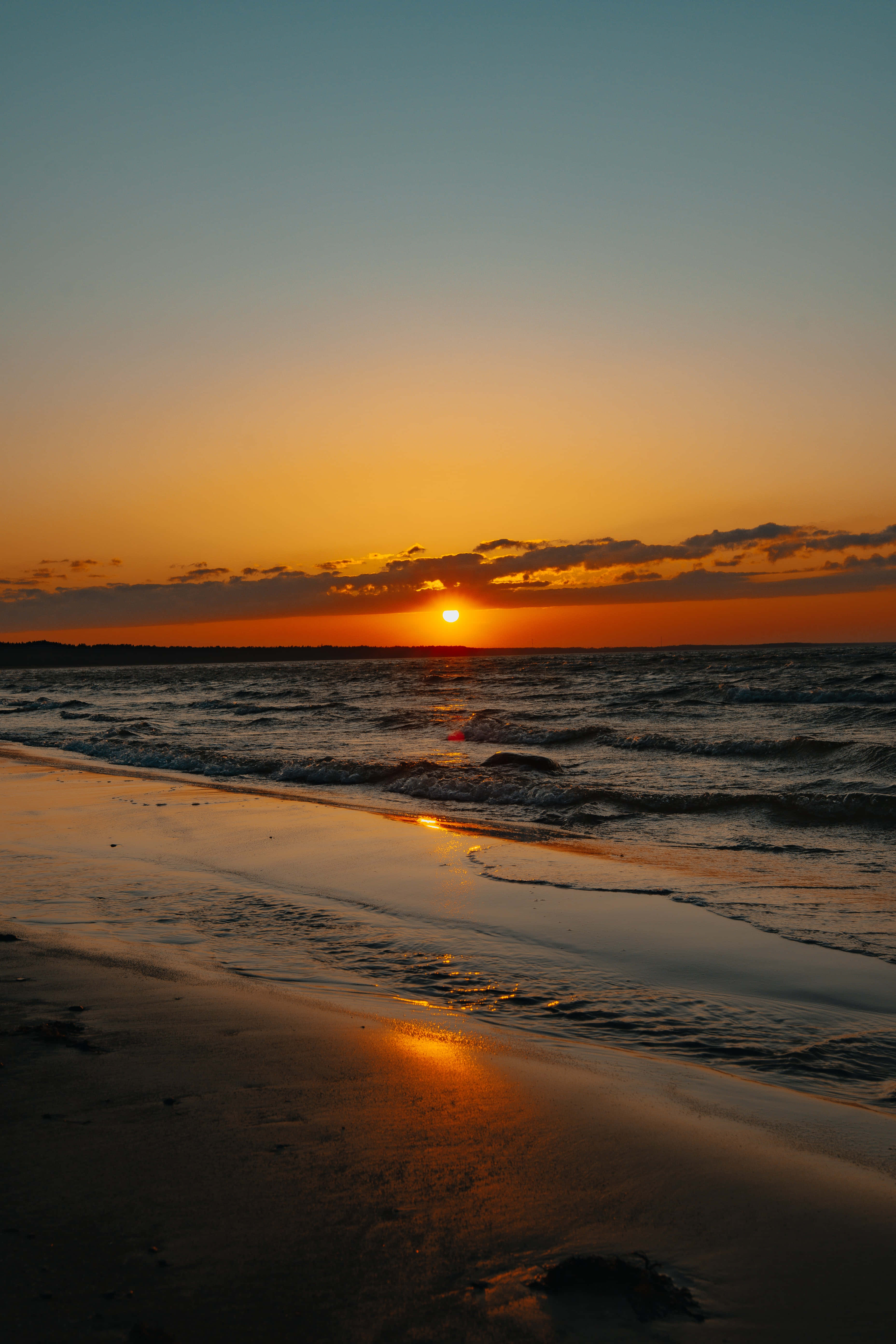4K Sunset, sunset, tranquil sea, 5K Phone Wallpaper