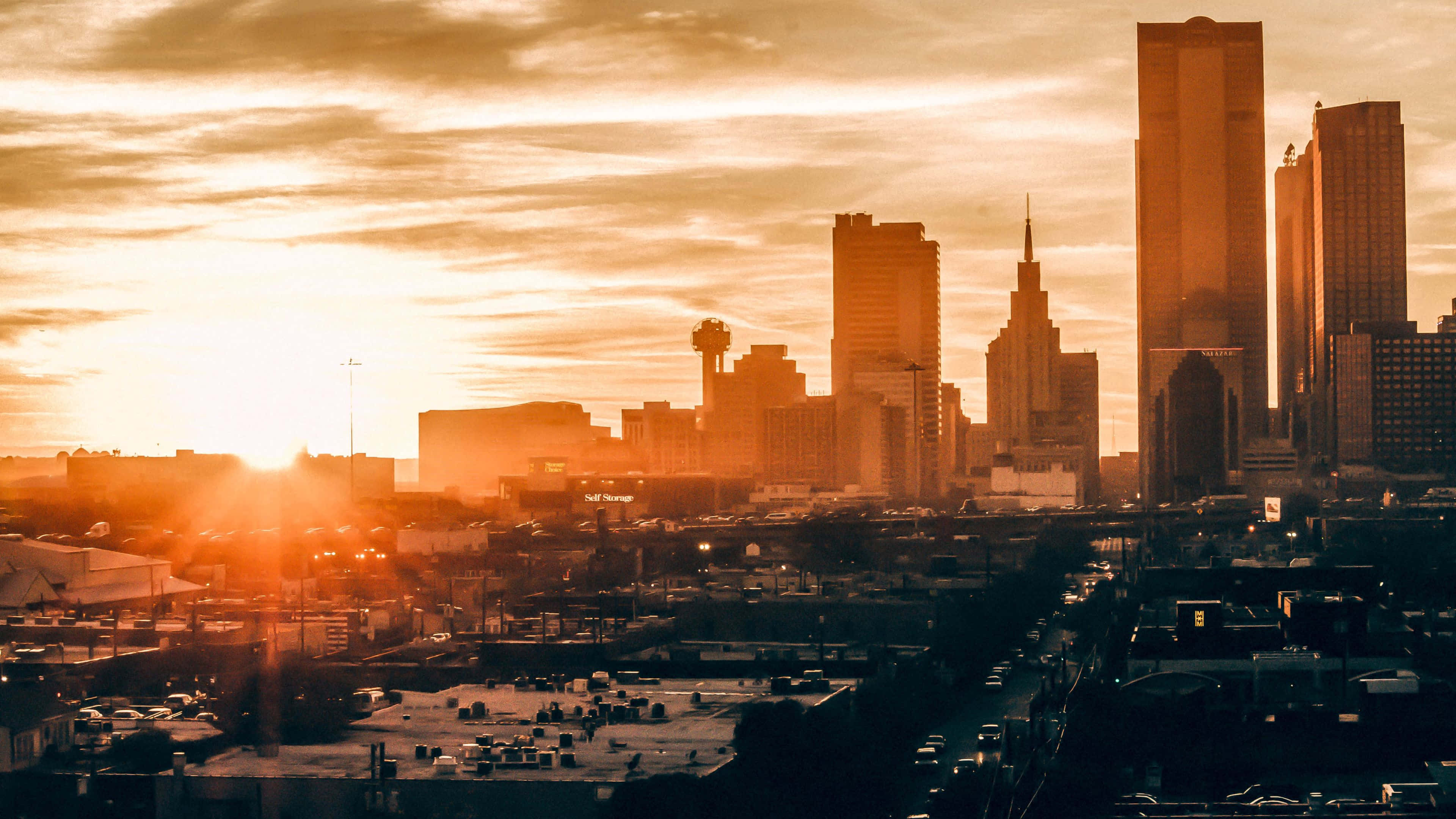 golden sunset, urban skyline, skyscrapers, 4K Desktop Wallpaper