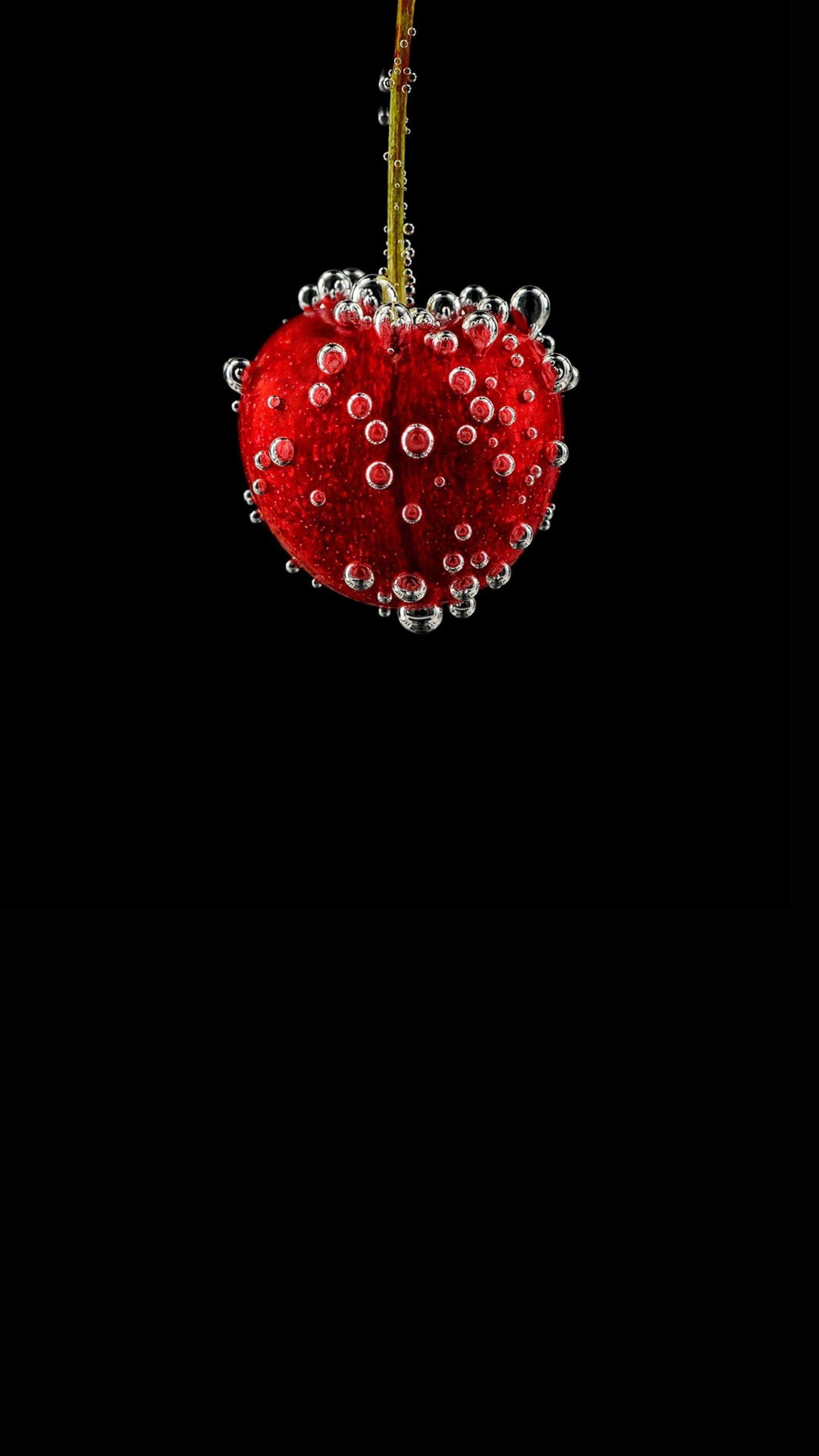4K Super Amoled Phone, vibrant red cherry, darkness, 4K Phone Wallpaper