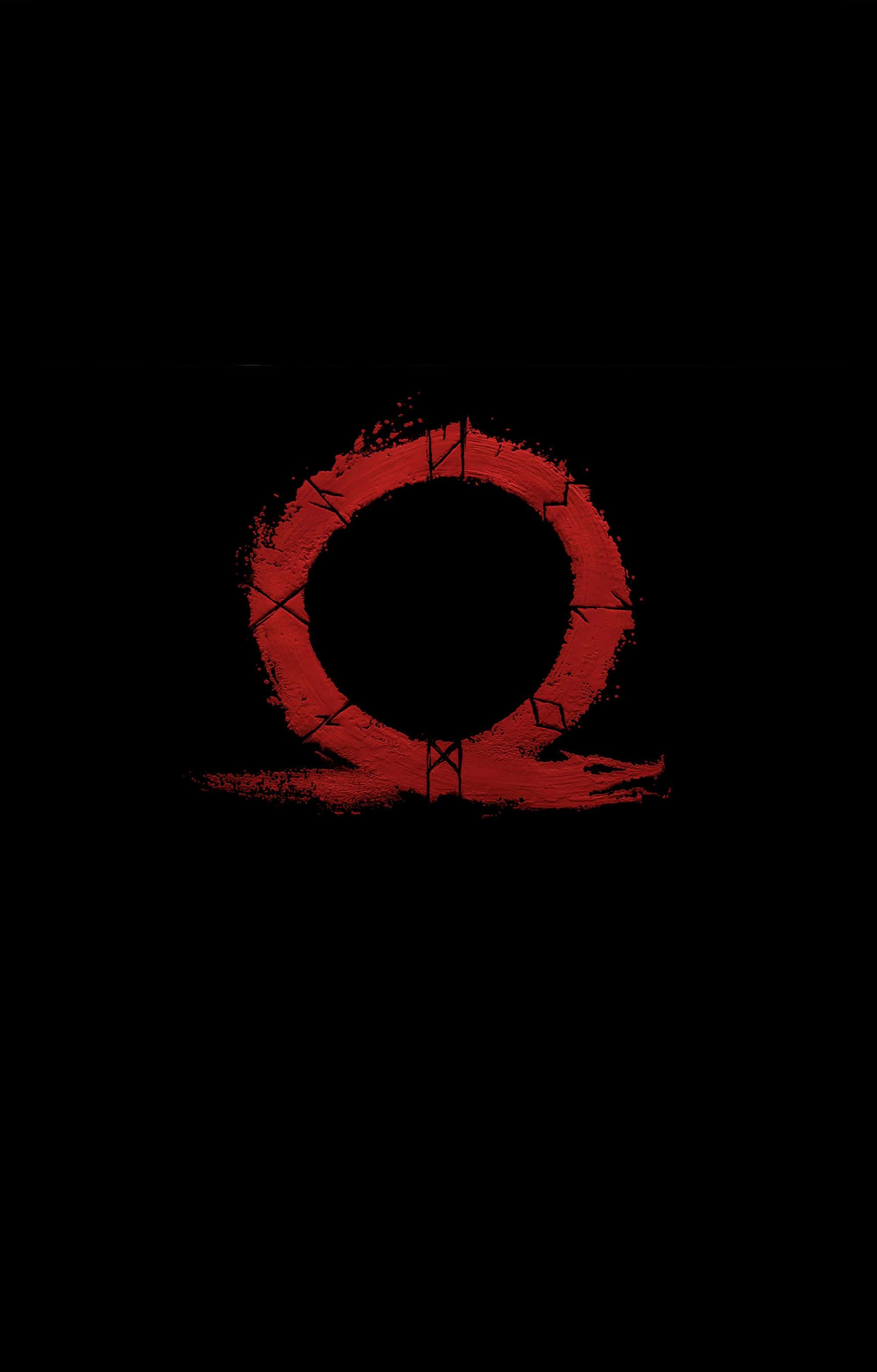 Super Amoled 4K Phone, red cracked omega symbol, stark black background, 2K Phone Wallpaper