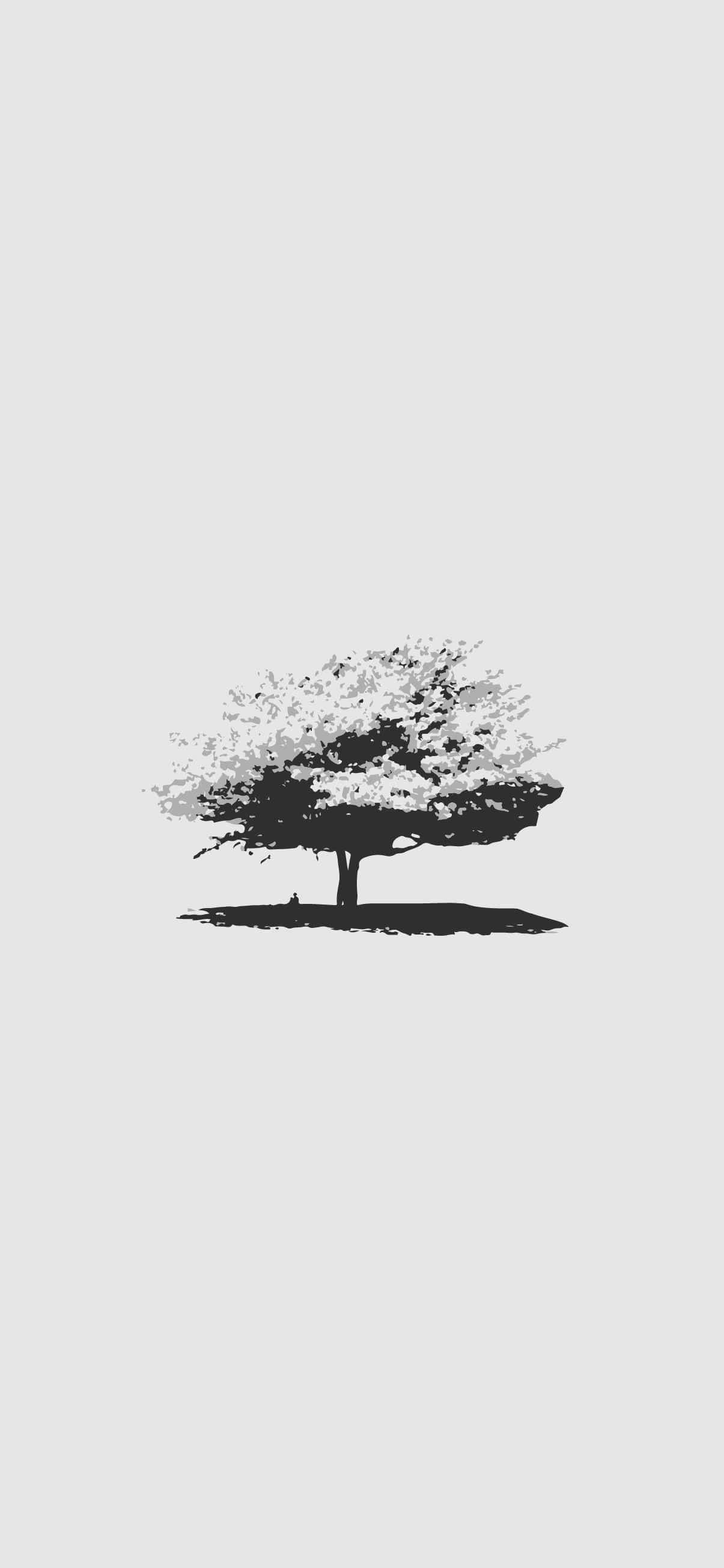 4K Minimalist Phone, black and white silhouette, solitary tree, 2K Phone Wallpaper