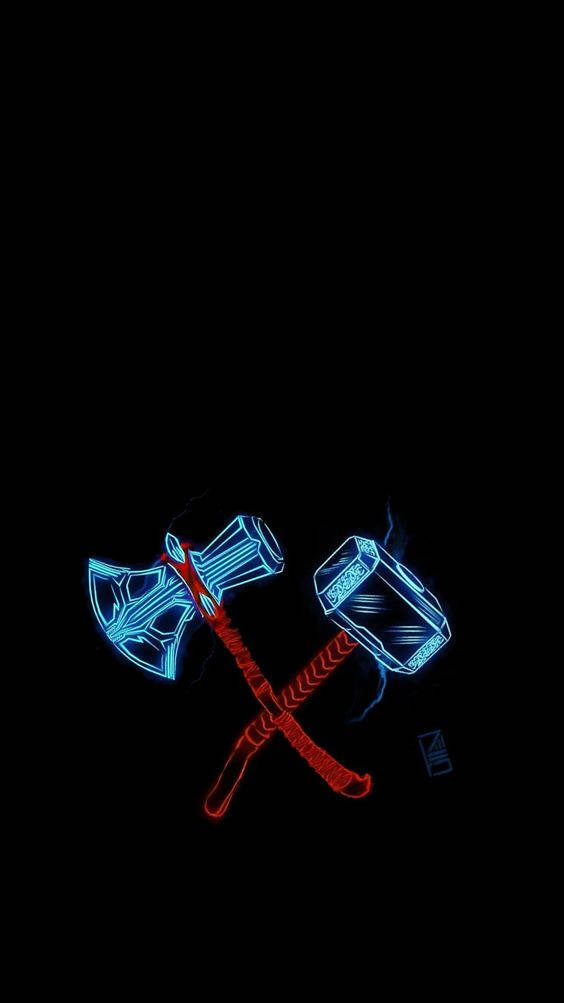 Thor, hammer, glowing blue, SD Phone Wallpaper