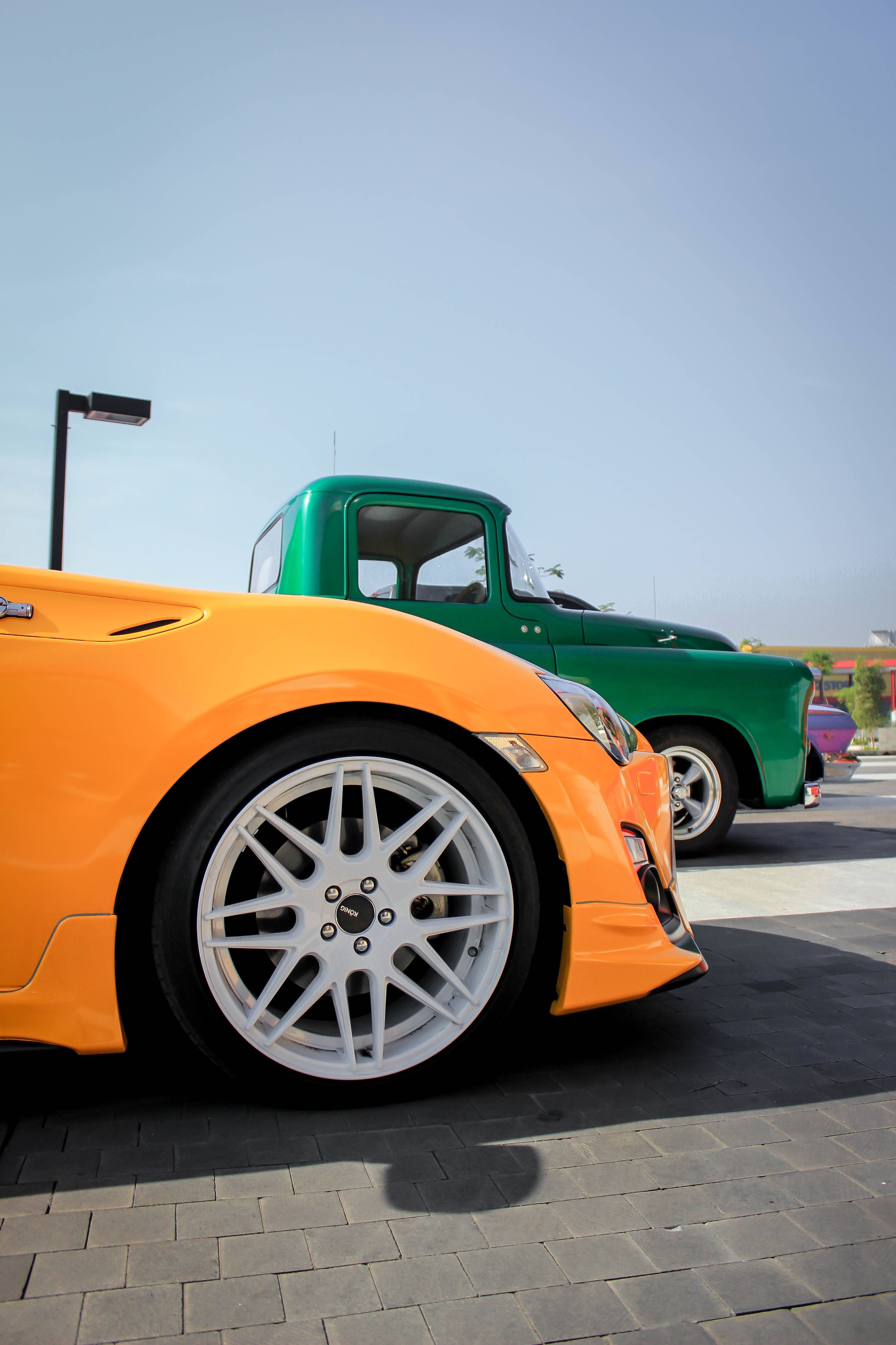 4K Toyota Supra, custom rims, vibrant orange, 5K Phone Wallpaper